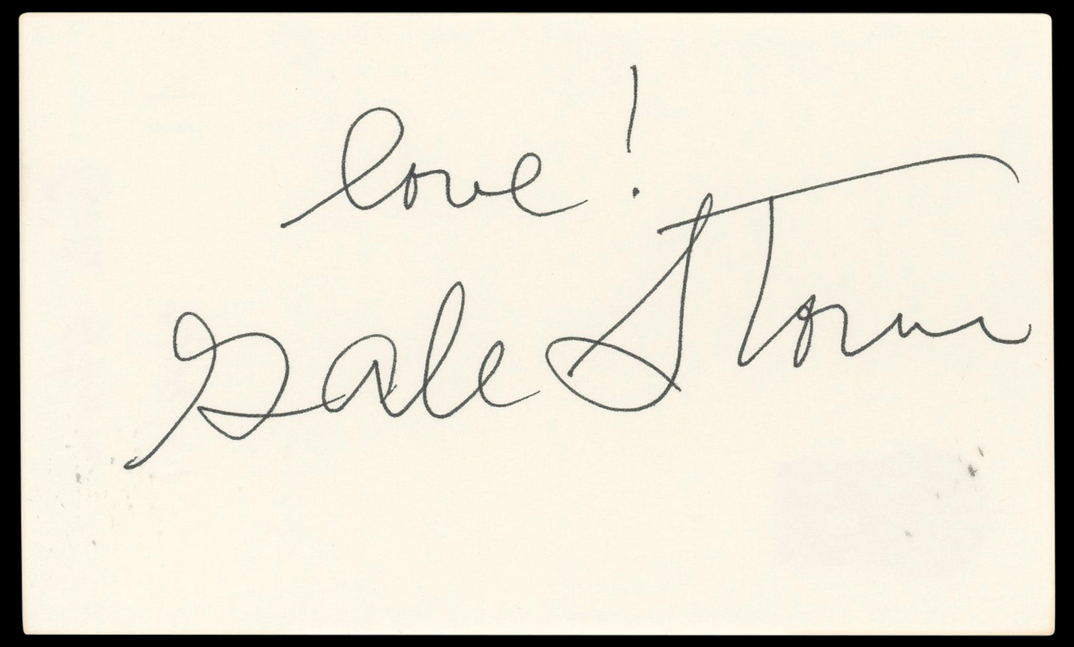 Gale Storm My Little Margie "Love!" Authentic Signed 3x5 Index Card BAS #BN33337