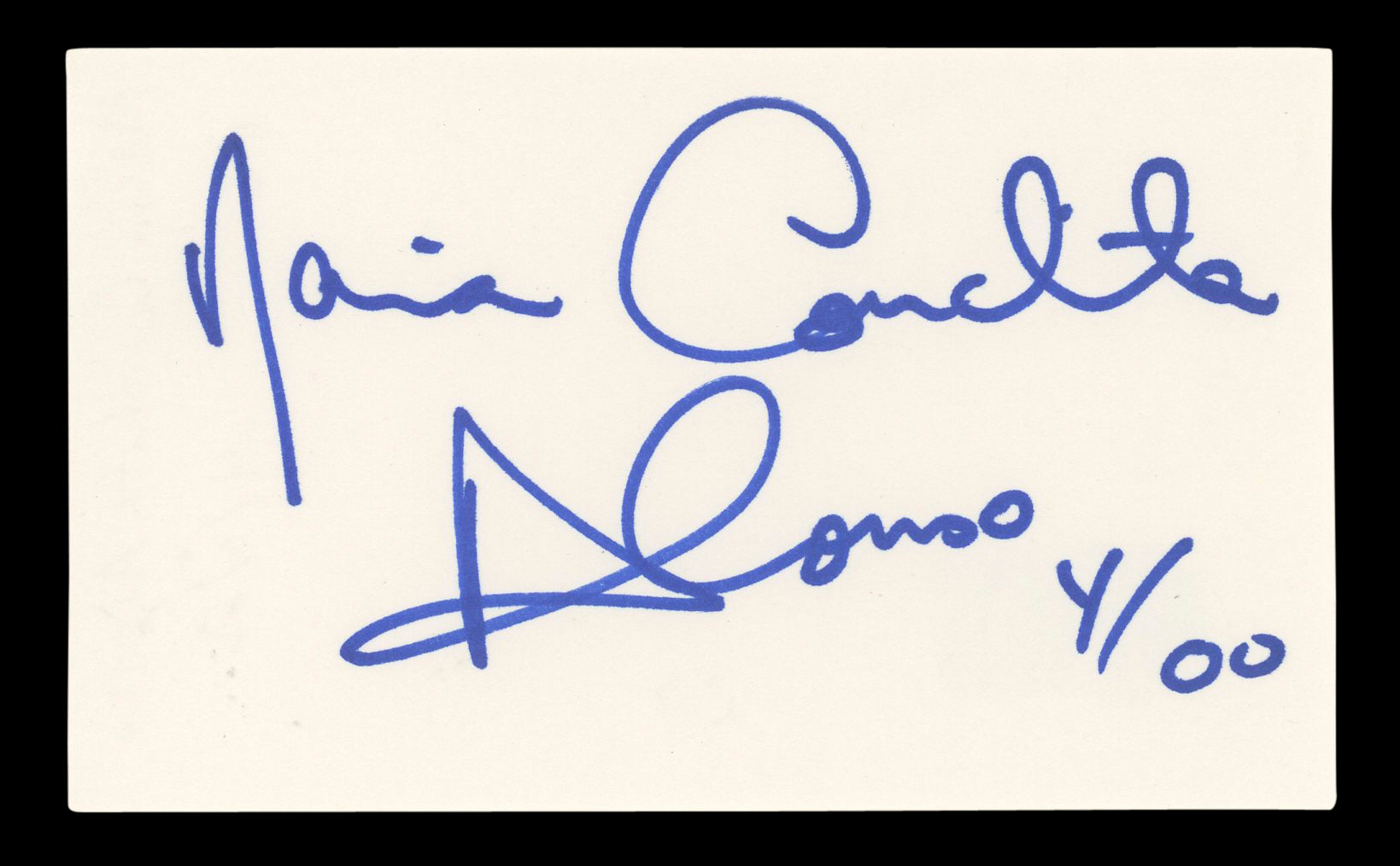 Maria Conchita Alonso The Running Man Signed 3x5 Index Card BAS #BL96923