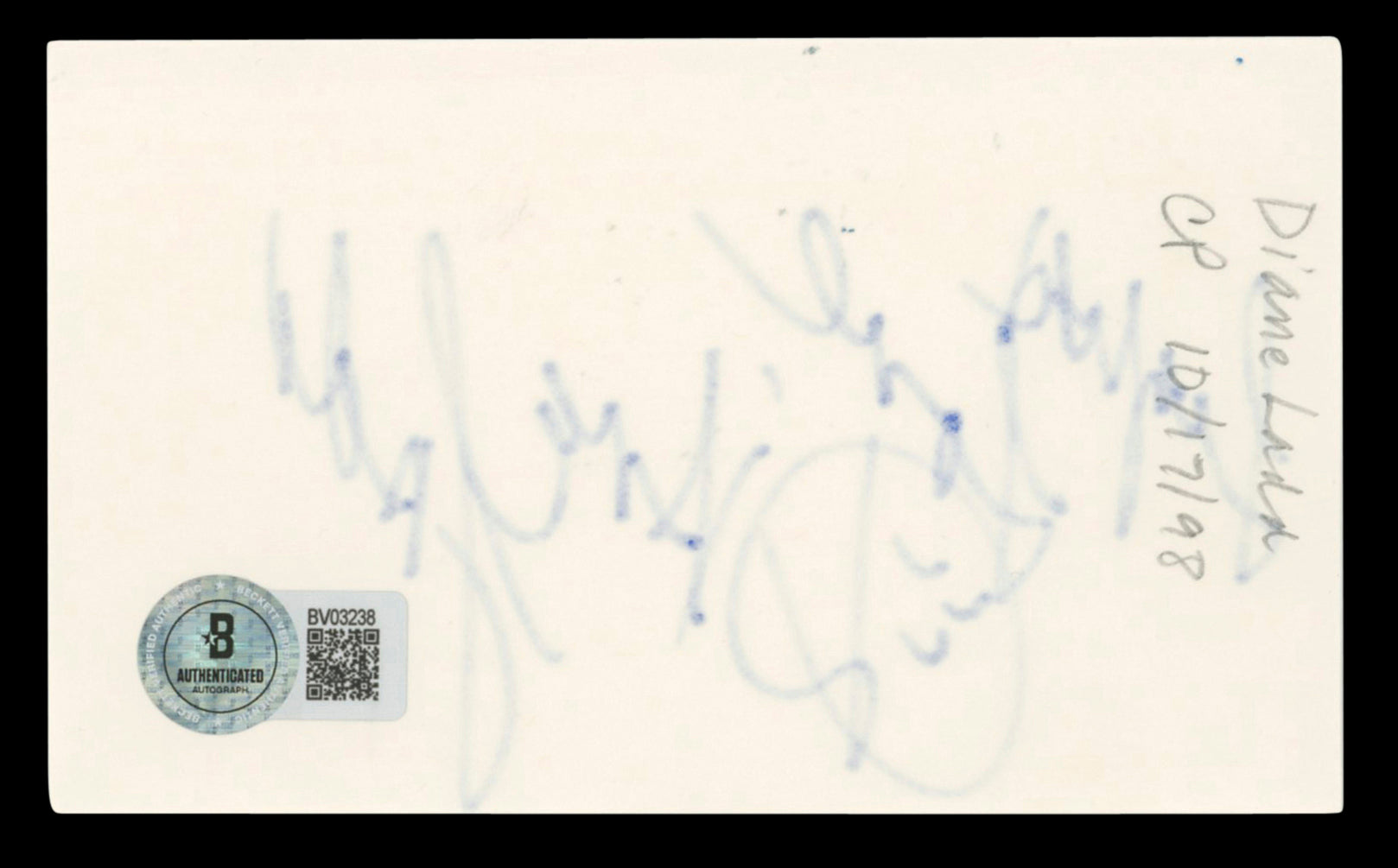 Diane Ladd Alice Doesn't Live Here Anymore Signed 3x5 Index Card BAS #BV03238