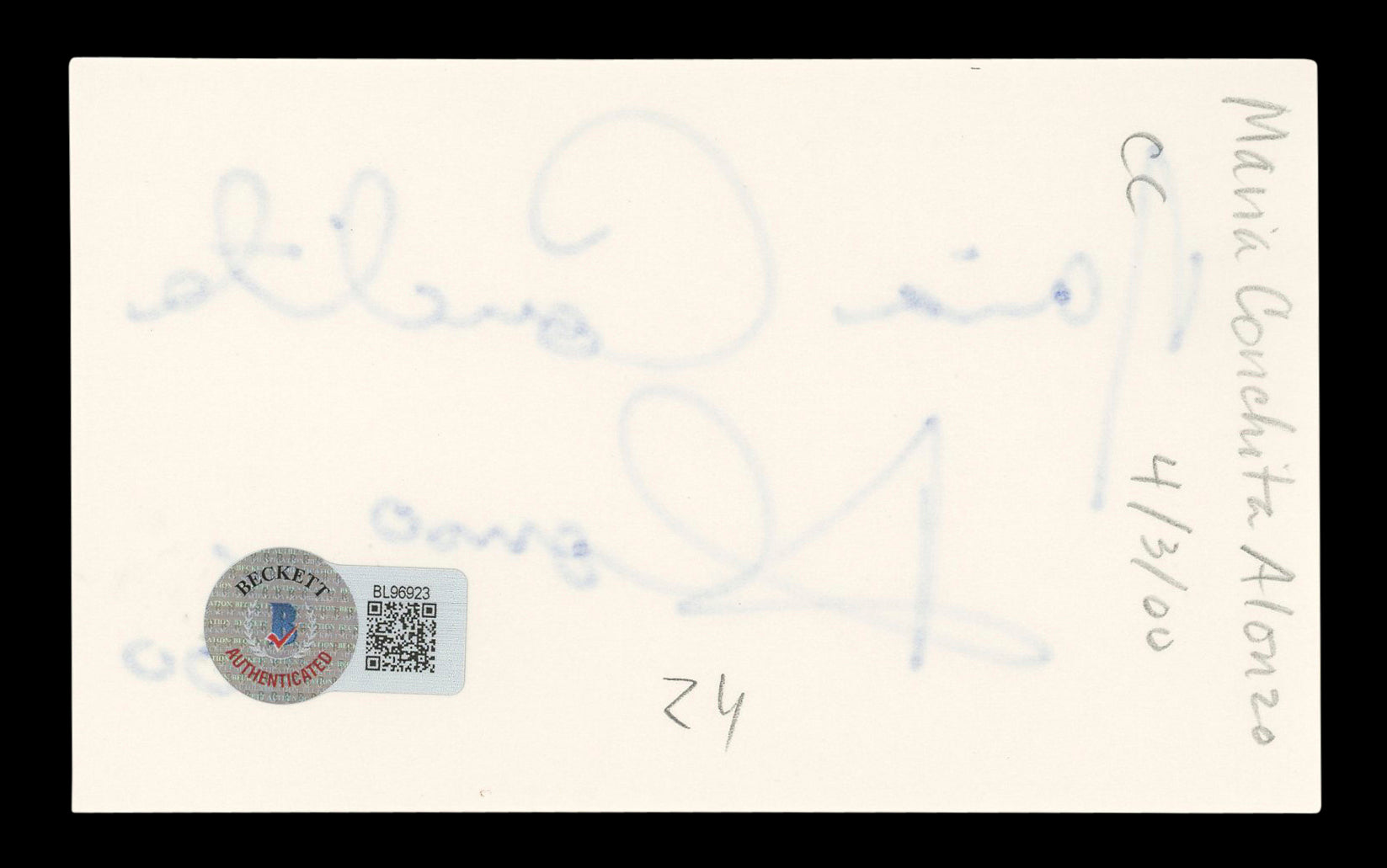 Maria Conchita Alonso The Running Man Signed 3x5 Index Card BAS #BL96923