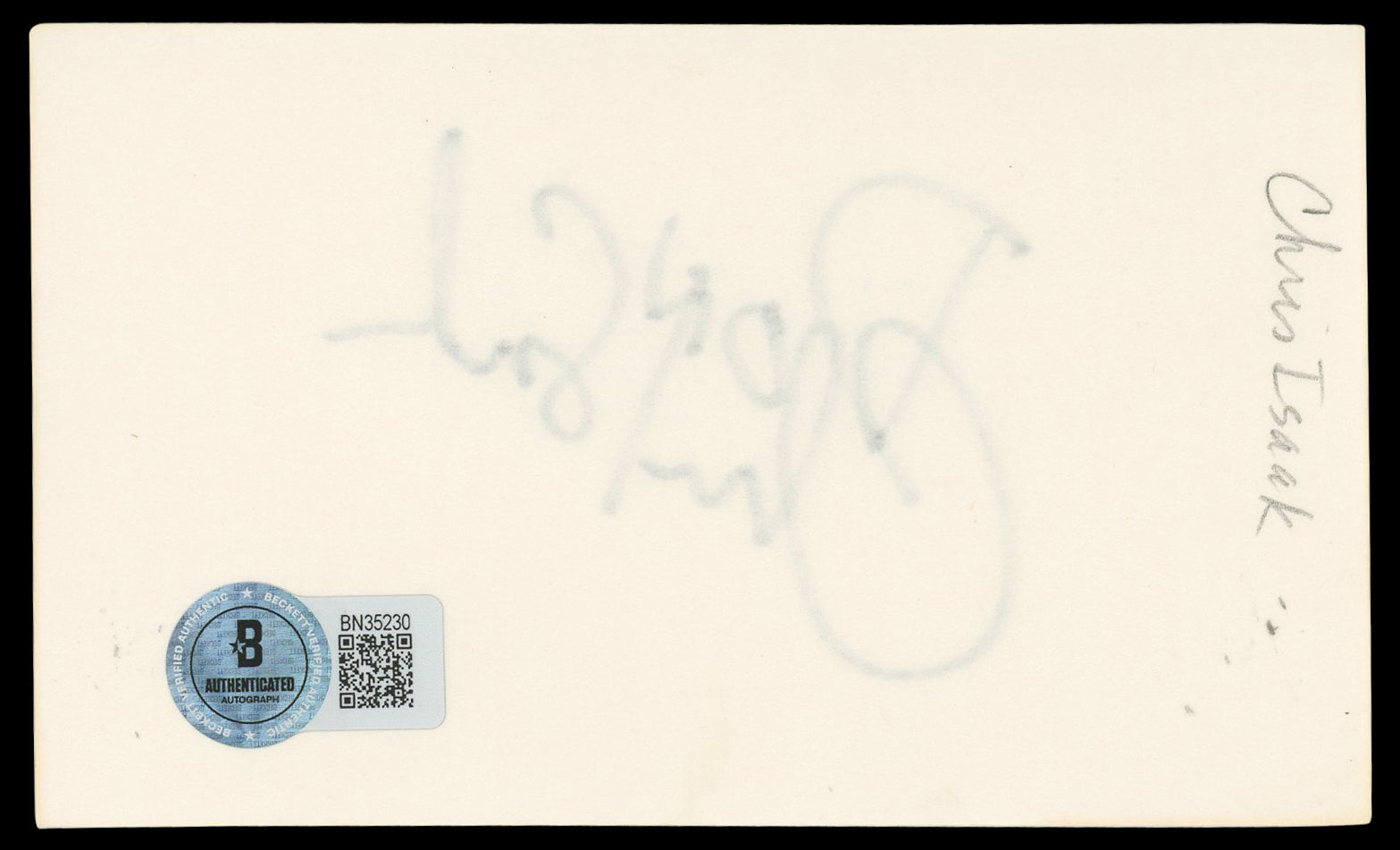 Chris Isaak Twin Peaks Authentic Signed 3x5 Index Card Autographed BAS #BN35230