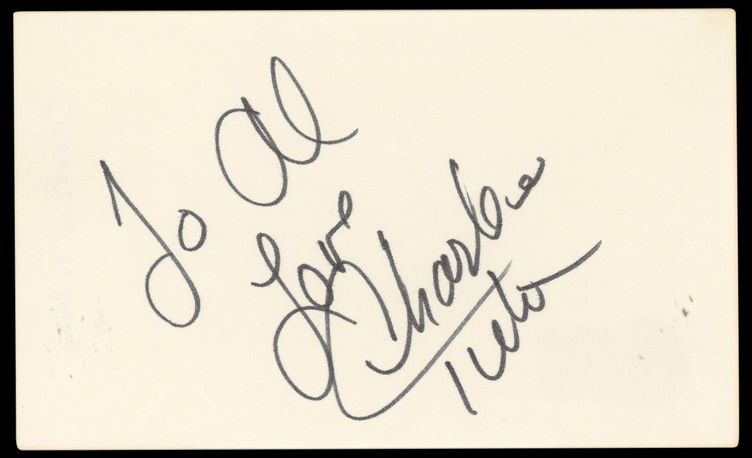 Charlene Tilton Dallas Authentic Signed 3x5 Index Card Autographed BAS #BN33330