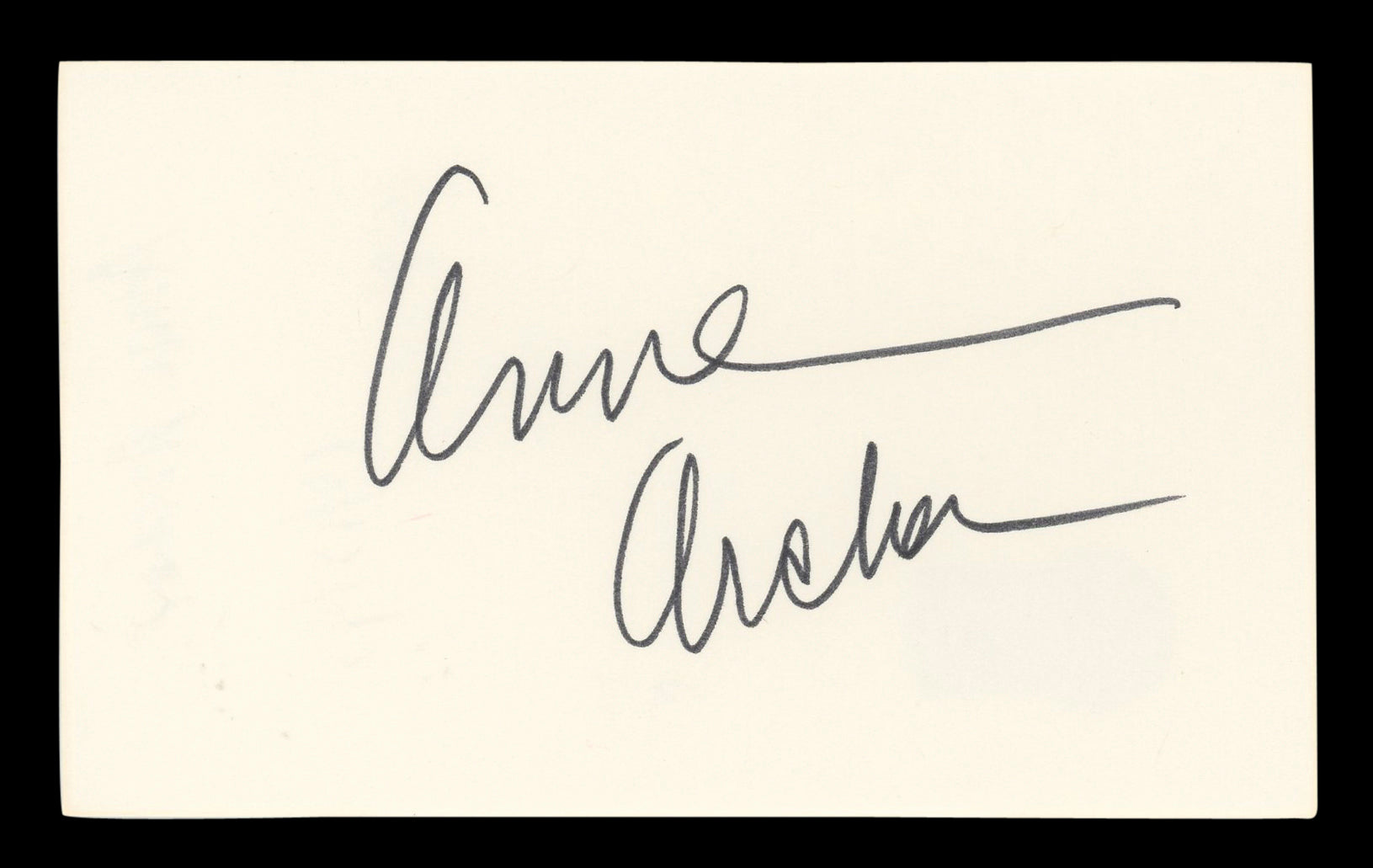 Anne Archer Fatal Attraction Authentic Signed 3x5 Index Card BAS #BL96930