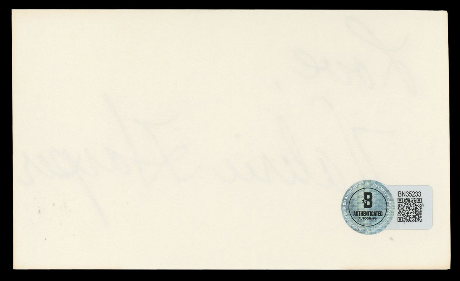 Valerie Hayes Singer "Love" Authentic Signed 3x5 Index Card BAS #BN35233