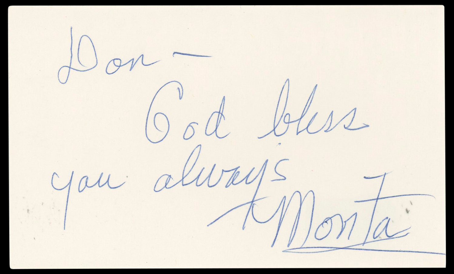 Movita Castaneda Mutiny On The Bounty Signed 3x5 Index Card BAS #BN33328