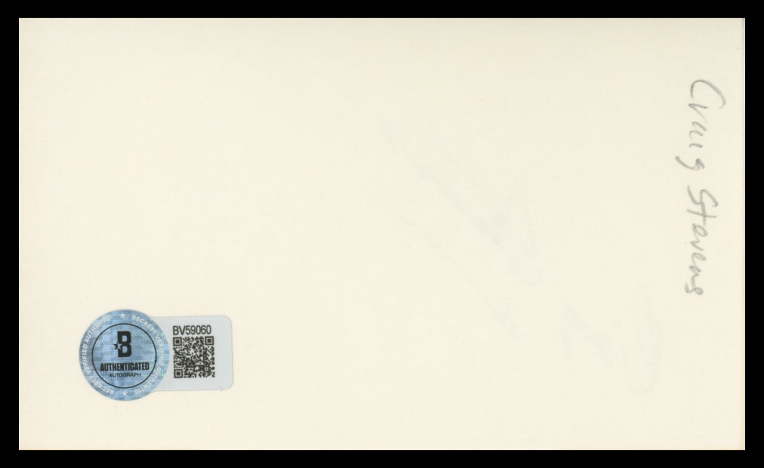 Craig Stevens Peter Gunn Authentic Signed 3x5 Index Card BAS #BV59060