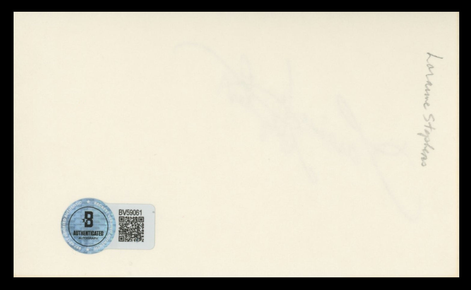 Laraine Stephens Police Woman Authentic Signed 3x5 Index Card BAS #BV59061