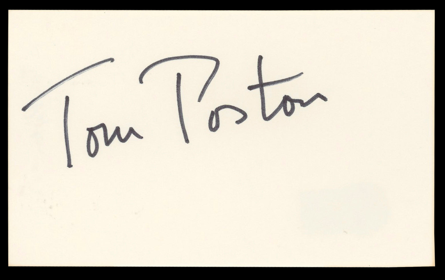 Tom Poston Newhart Authentic Signed 3x5 Index Card Autographed BAS #BL98842