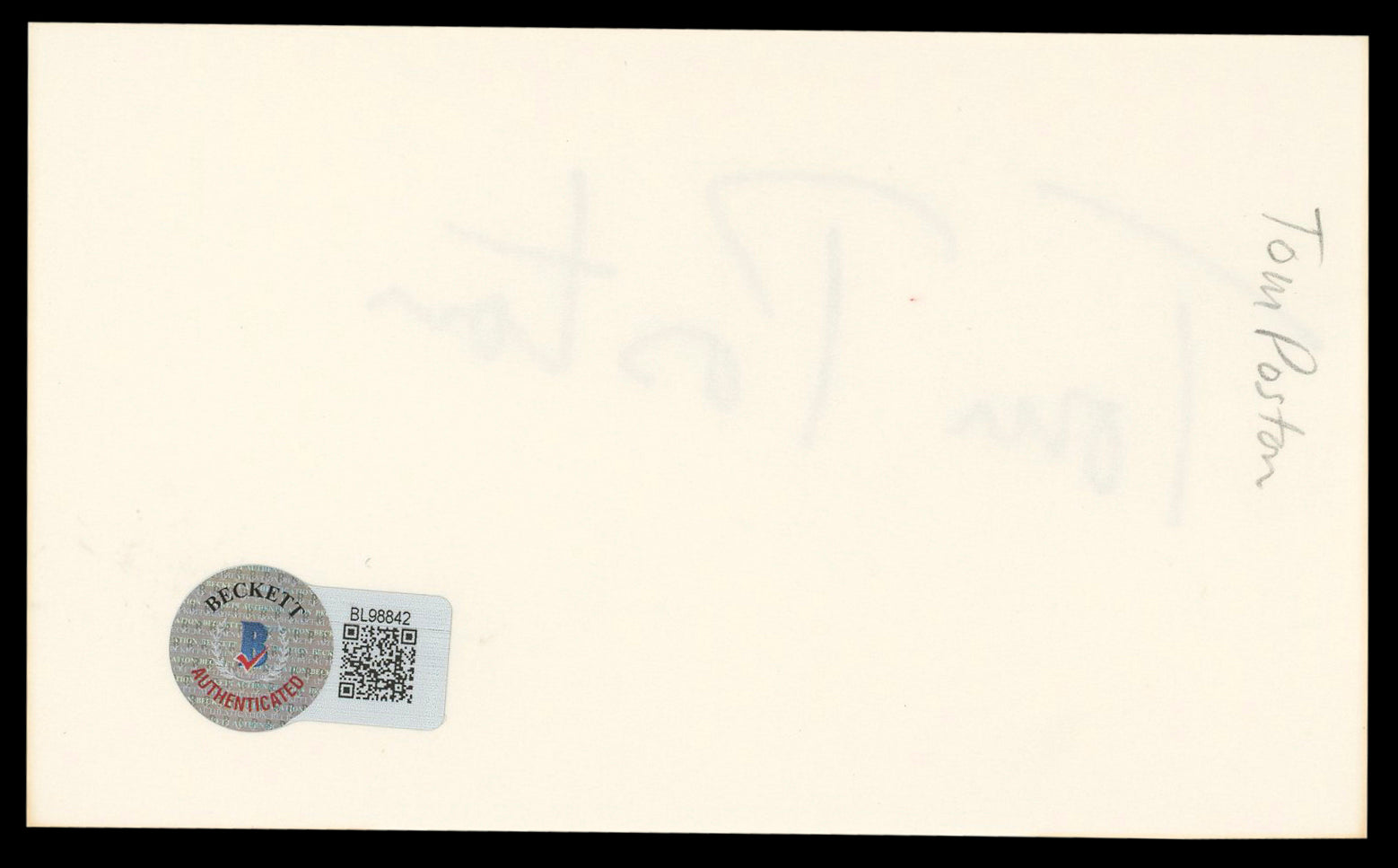 Tom Poston Newhart Authentic Signed 3x5 Index Card Autographed BAS #BL98842