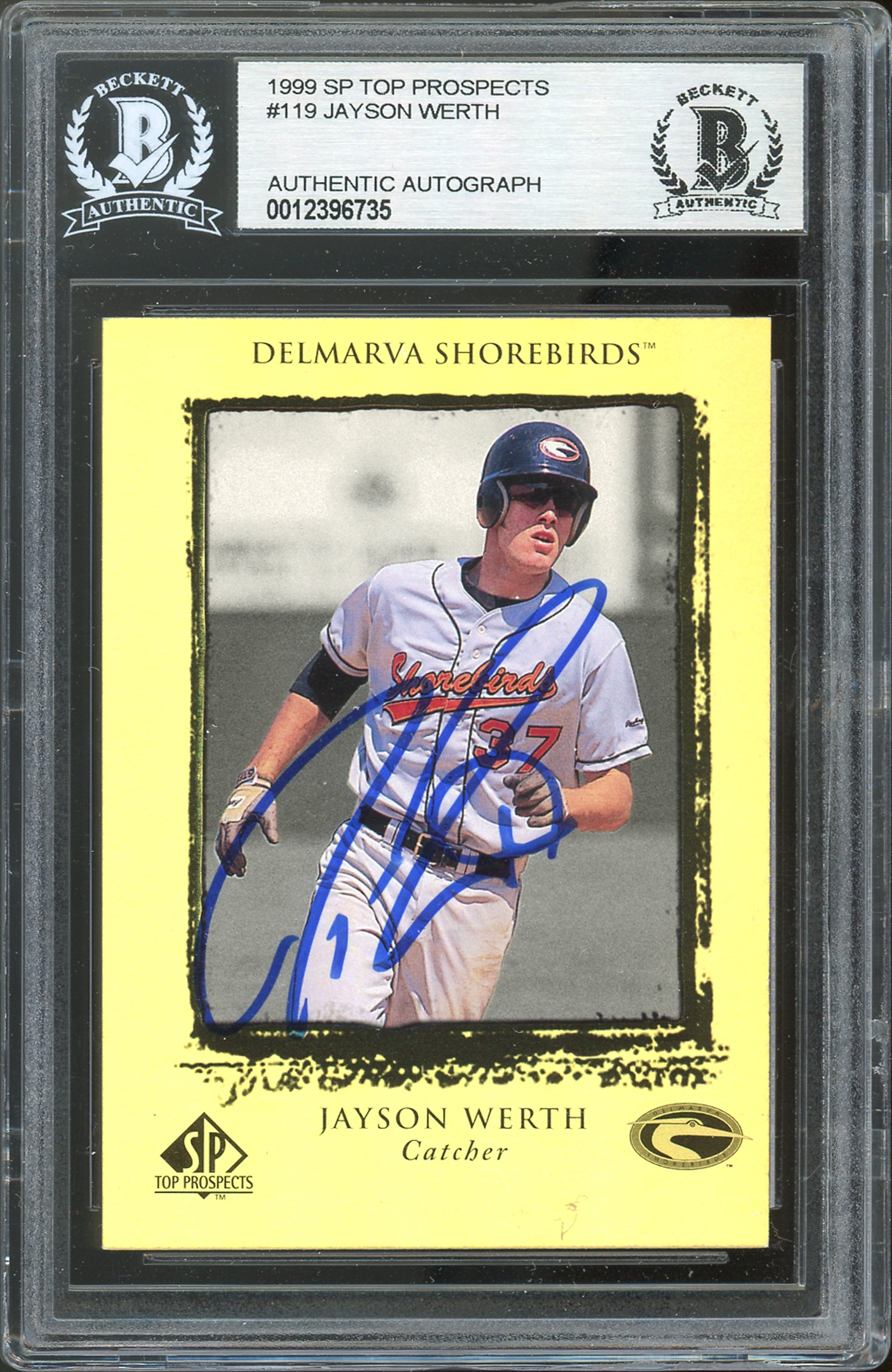 Nationals Jayson Werth Signed 1999 SP Top Prospects #119 Card BAS Slabbed