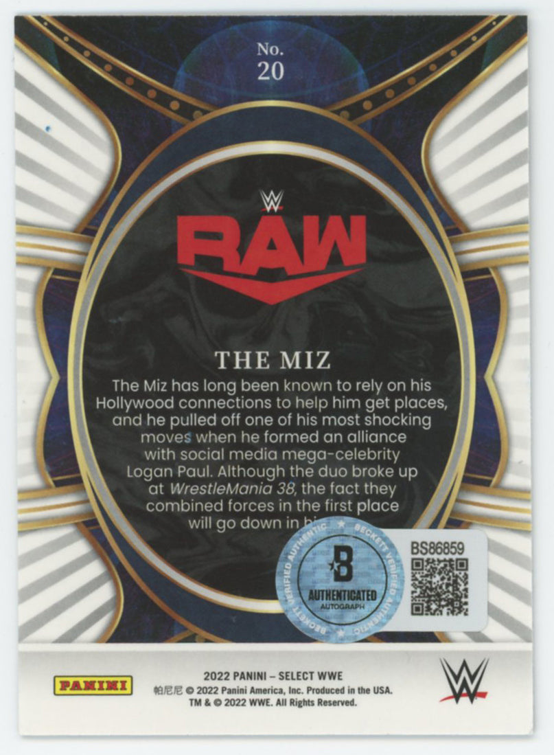 The Miz WWE Authentic Signed 2022 Panini Select #20 Card BAS #BS86859