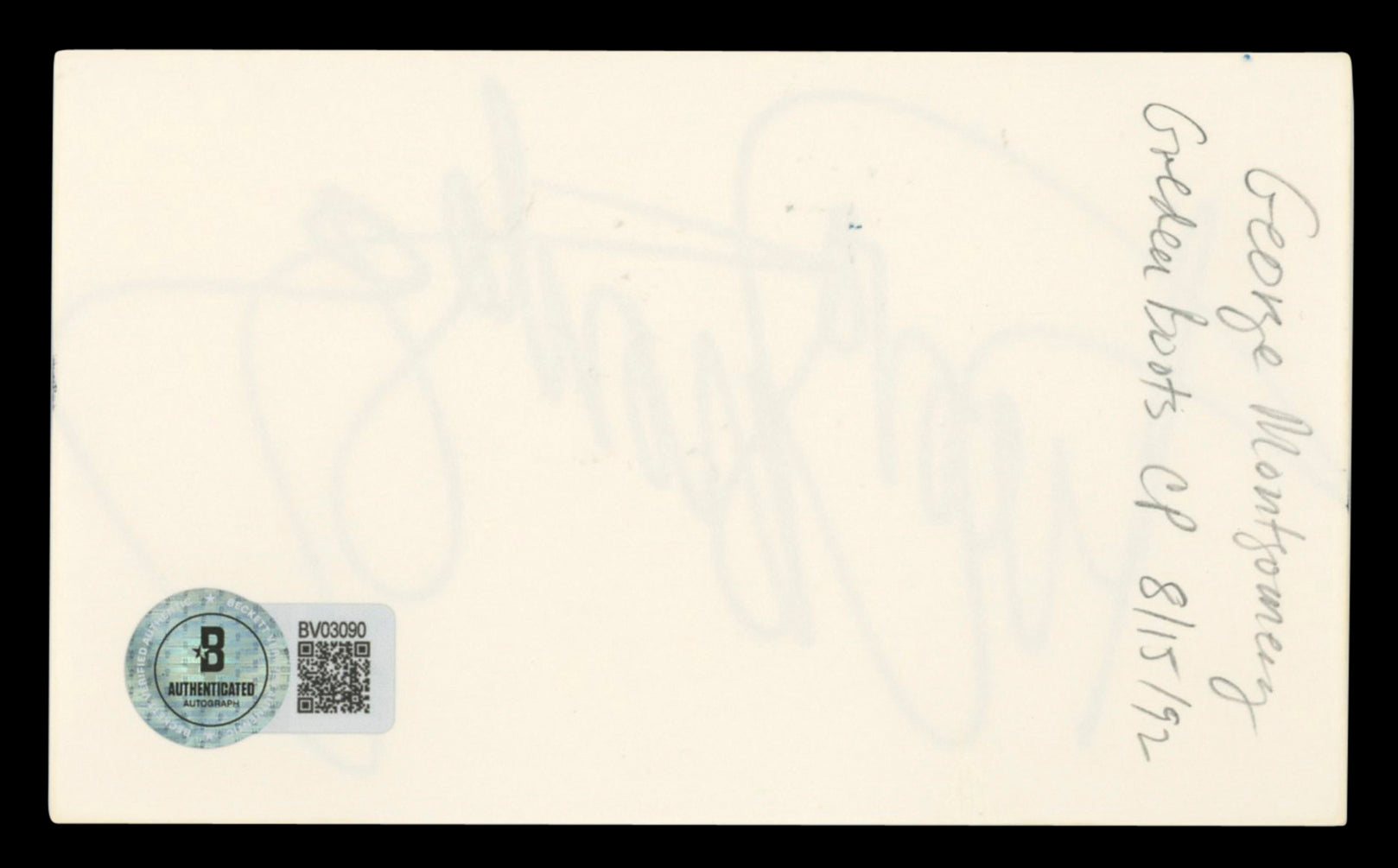 George Montgomery The Cisco Kid Authentic Signed 3x5 Index Card BAS #BV03090