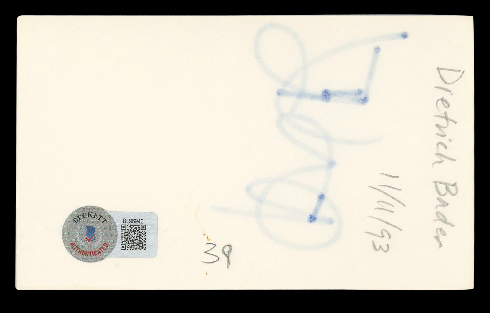 Diedrich Bader Napoleon Dynamite Authentic Signed 3x5 Index Card BAS #BL96943