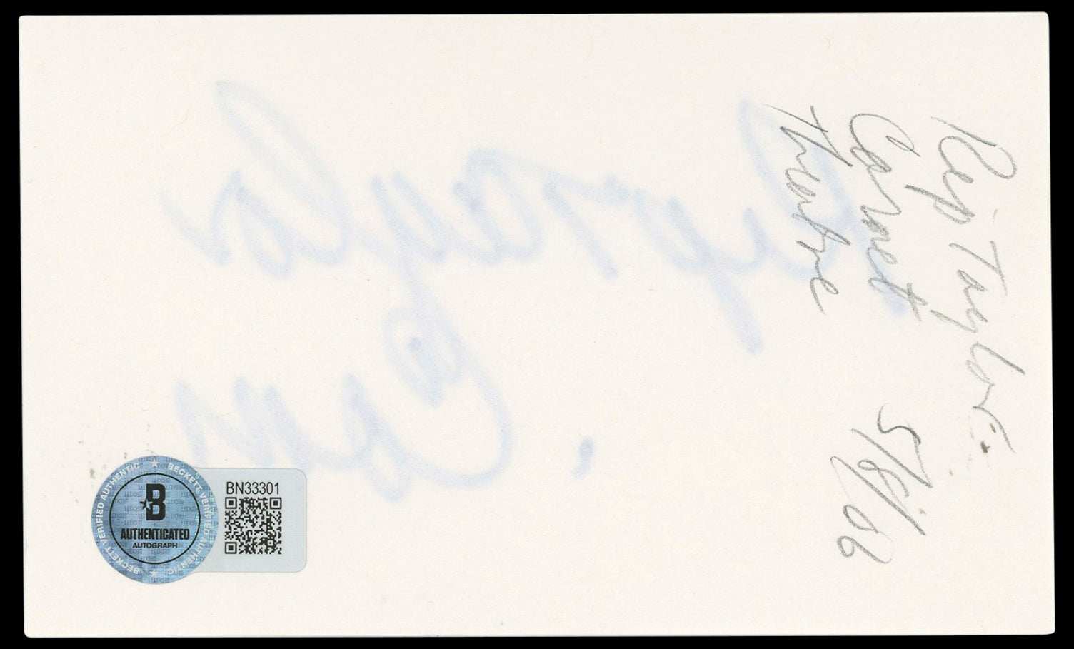 Rip Taylor Authentic Signed 3x5 Index Card Autographed BAS #BN33301