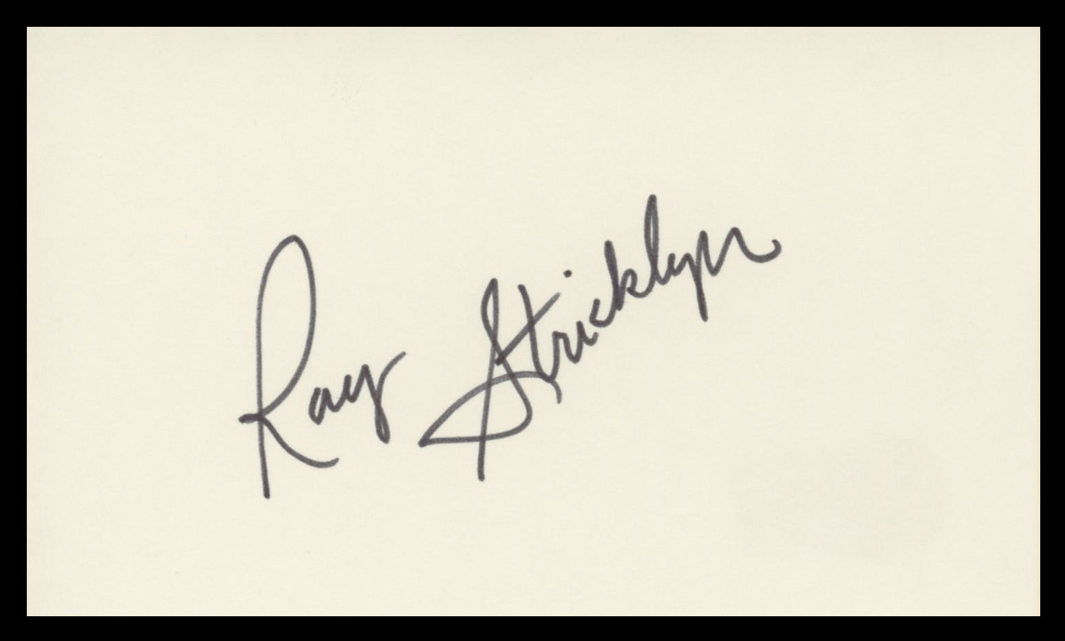 Ray Stricklyn 10 North Frederick Authentic Signed 3x5 Index Card BAS #BV59073