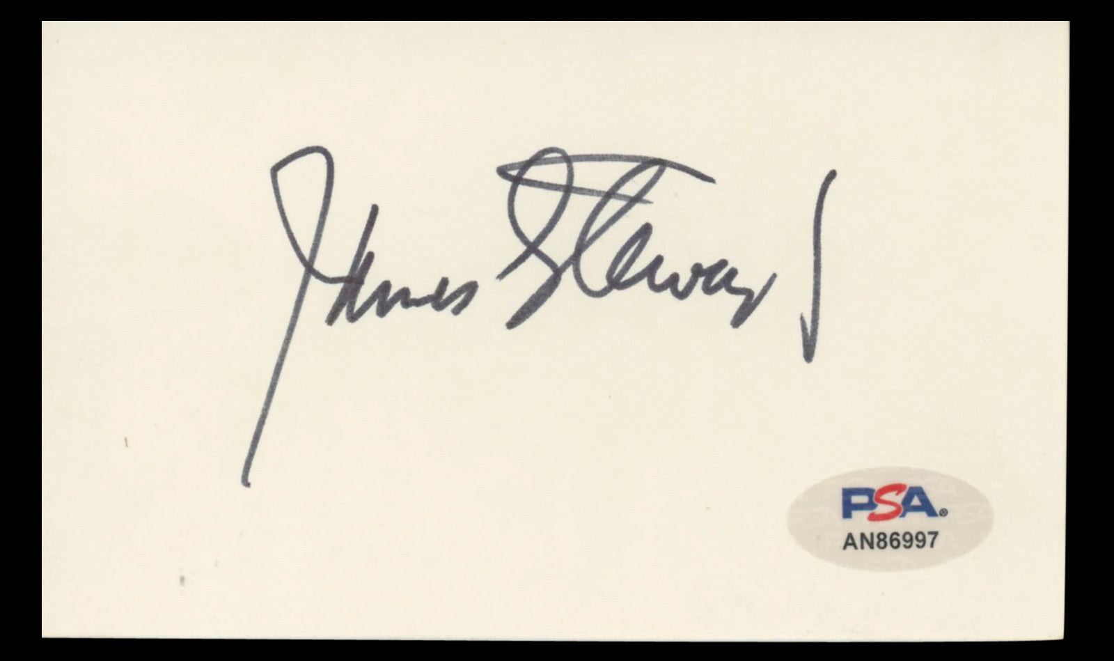 James Stewart It's a Wonderful Life Authentic Signed 3x5 Index Card PSA #AN86997