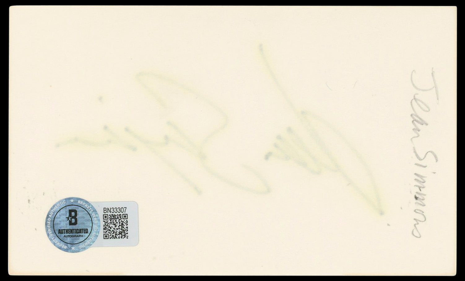Jean Simmons Spartacus Authentic Signed 3x5 Index Card Autographed BAS #BN33307