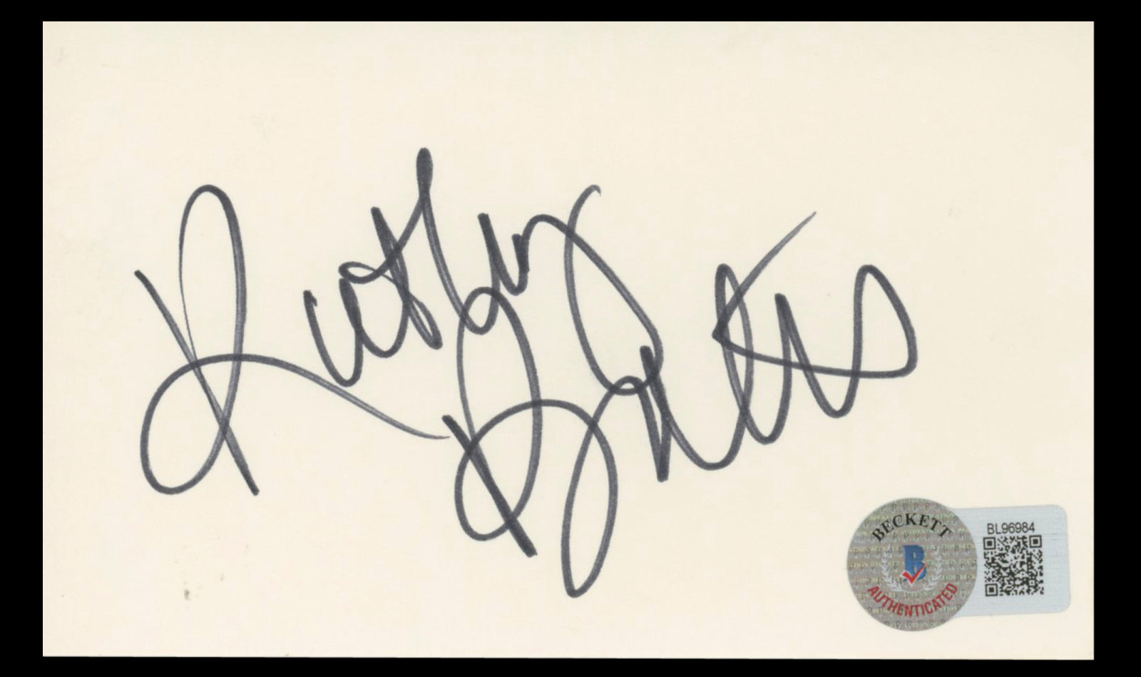 Kathy Bates Misery Authentic Signed 3x5 Index Card Autographed BAS #BL96984