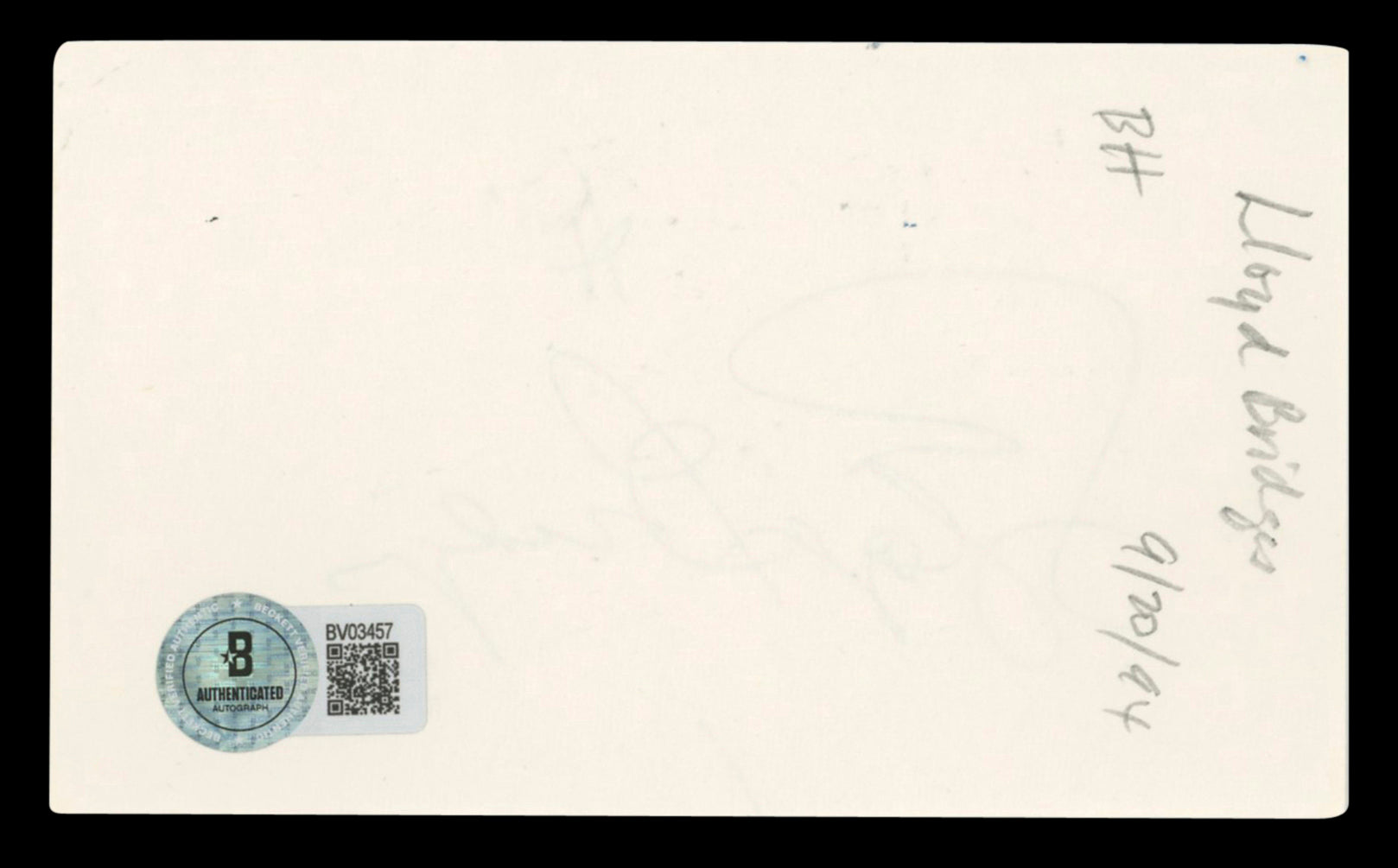 Lloyd Bridges Sea Hunt Authentic Signed 3x5 Index Card Autographed BAS #BV03457