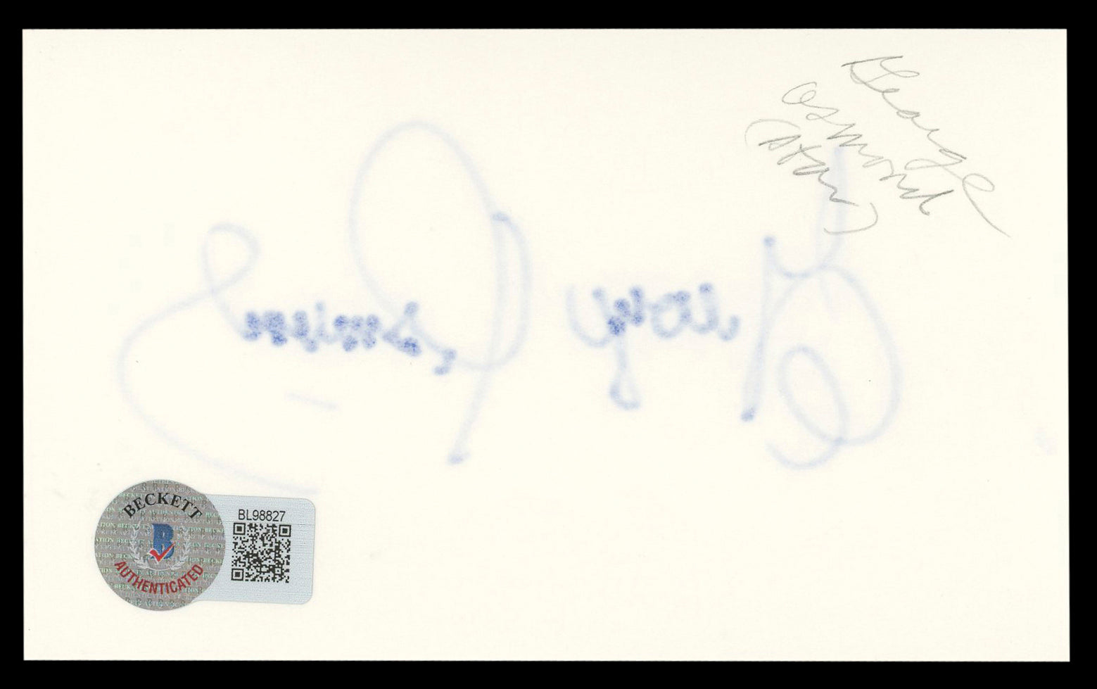 George Osmond Osmonds Authentic Signed 3x5 Index Card Autographed BAS #BL98827