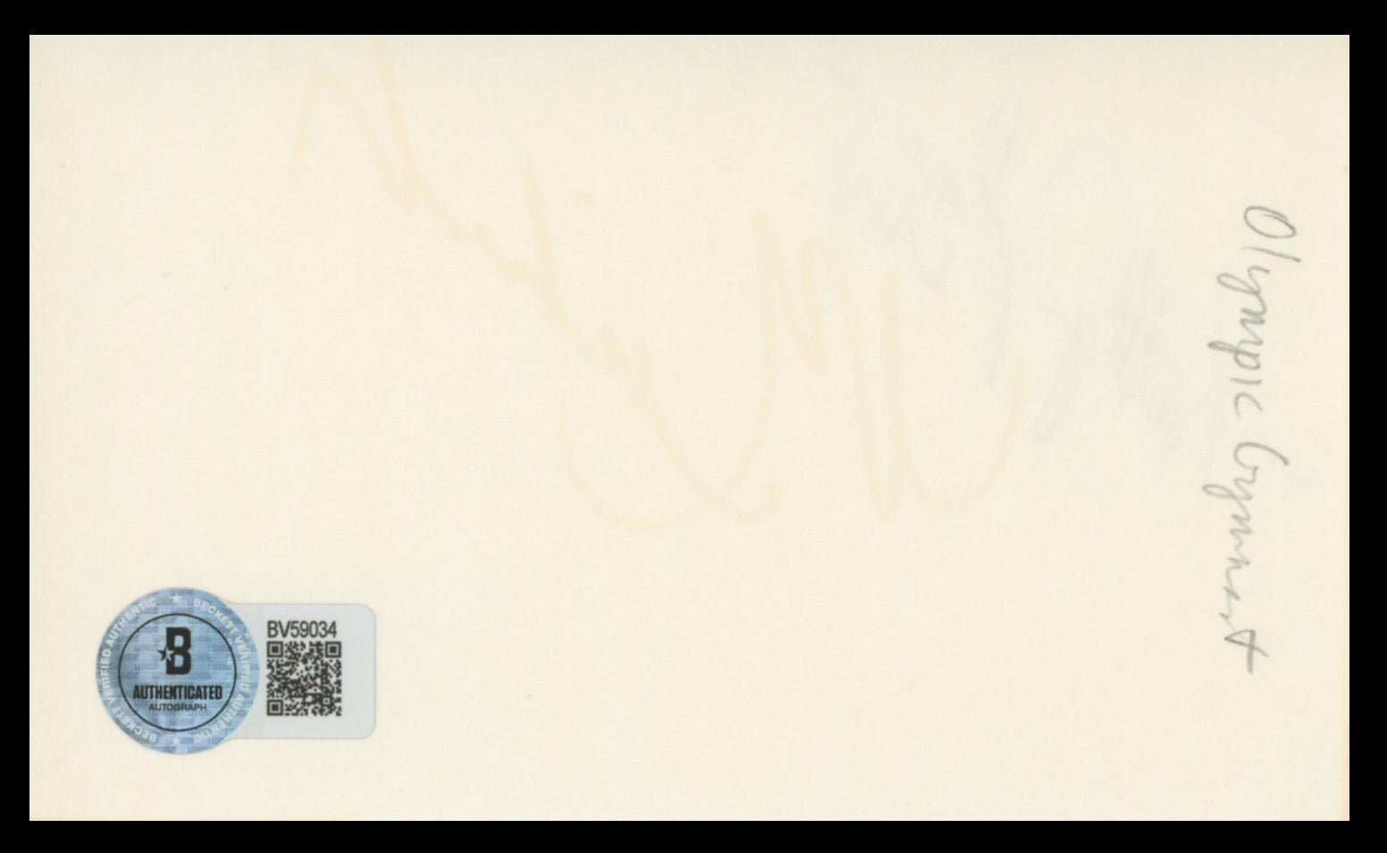 Kathy Johnson LA 84 Authentic Signed 3x5 Index Card Autographed BAS #BV59034