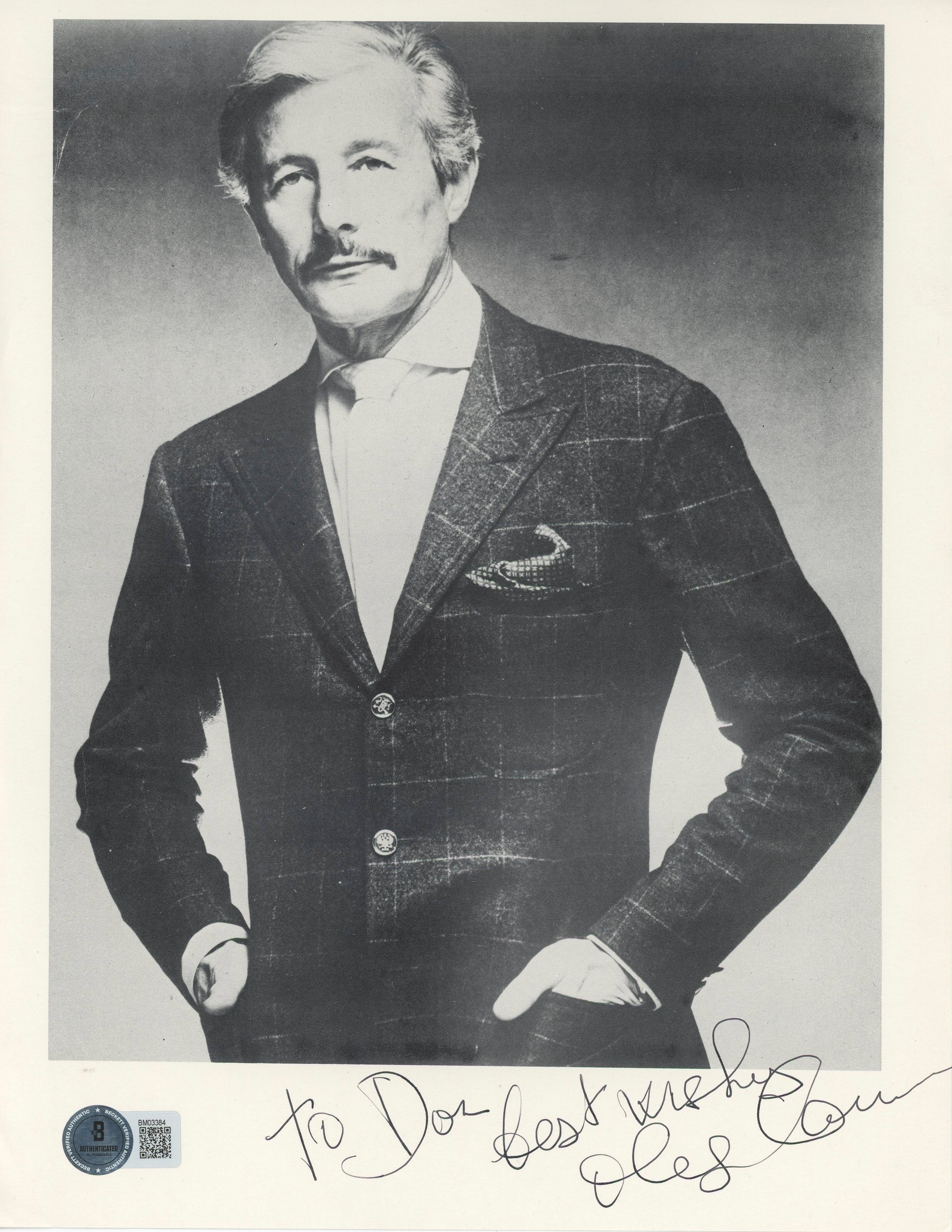 Oleg Cassini Designer "To Don Best Wishes" Signed 8.5x11 Photo BAS #BM03384