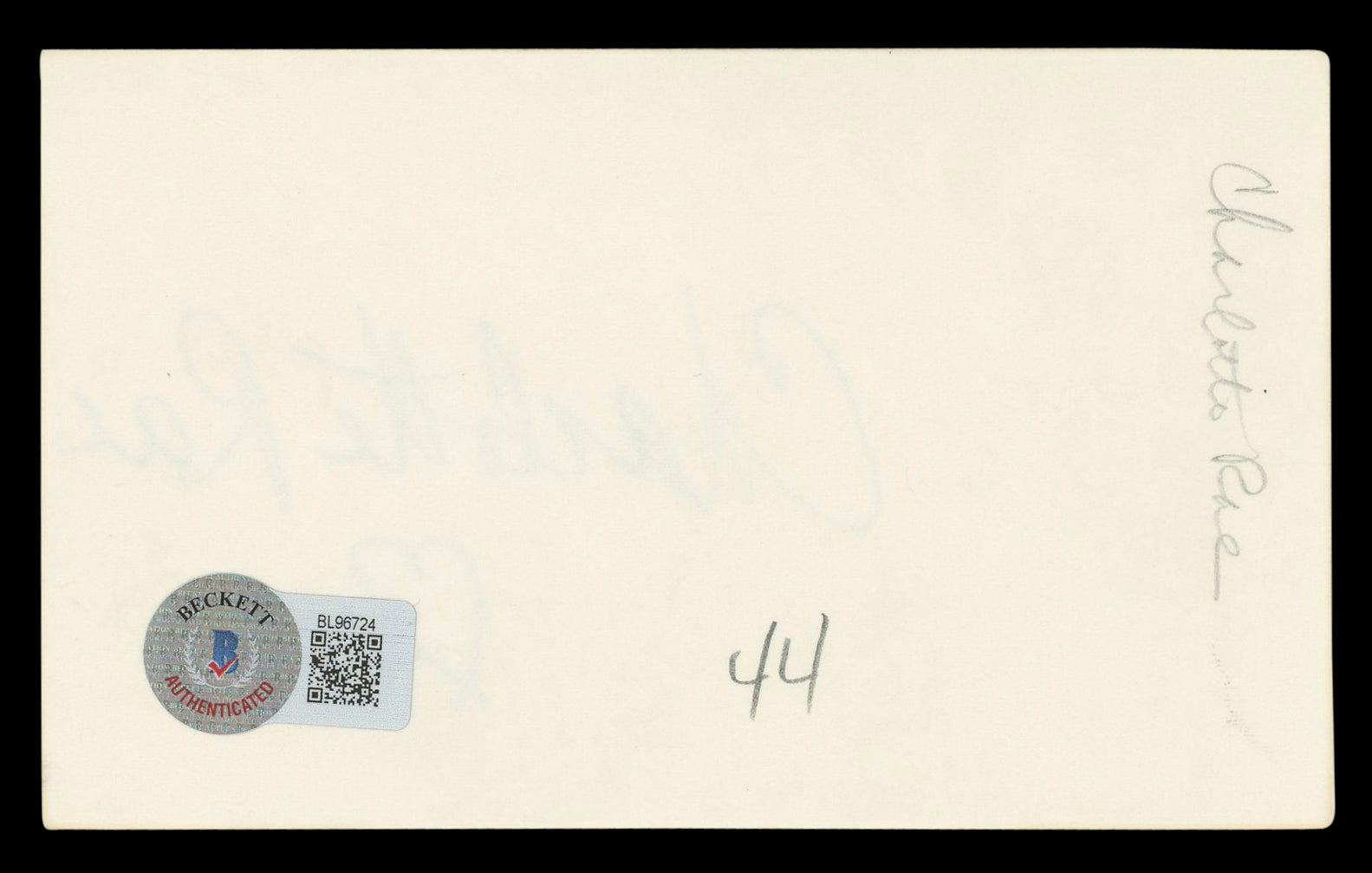 Charlotte Rae The Facts of Life Authentic Signed 3x5 Index Card BAS #BL96724