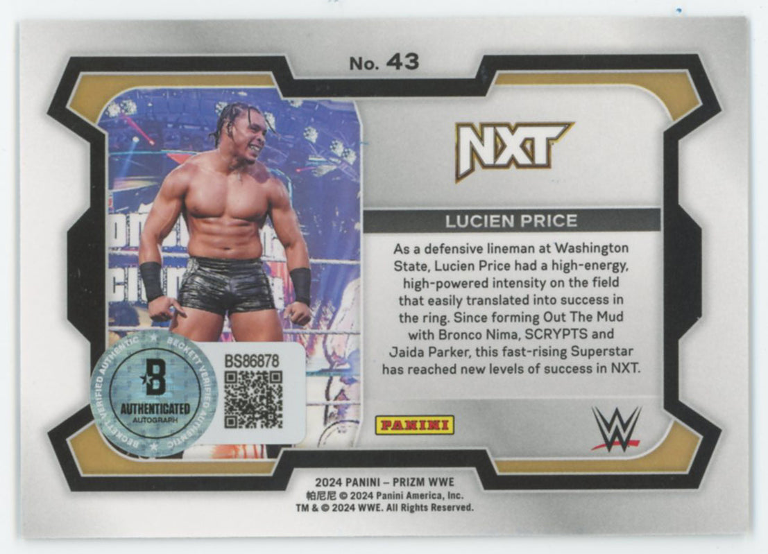 Lucien Price WWE Authentic Signed 2024 Panini Prizm #43 Card BAS #BS86878