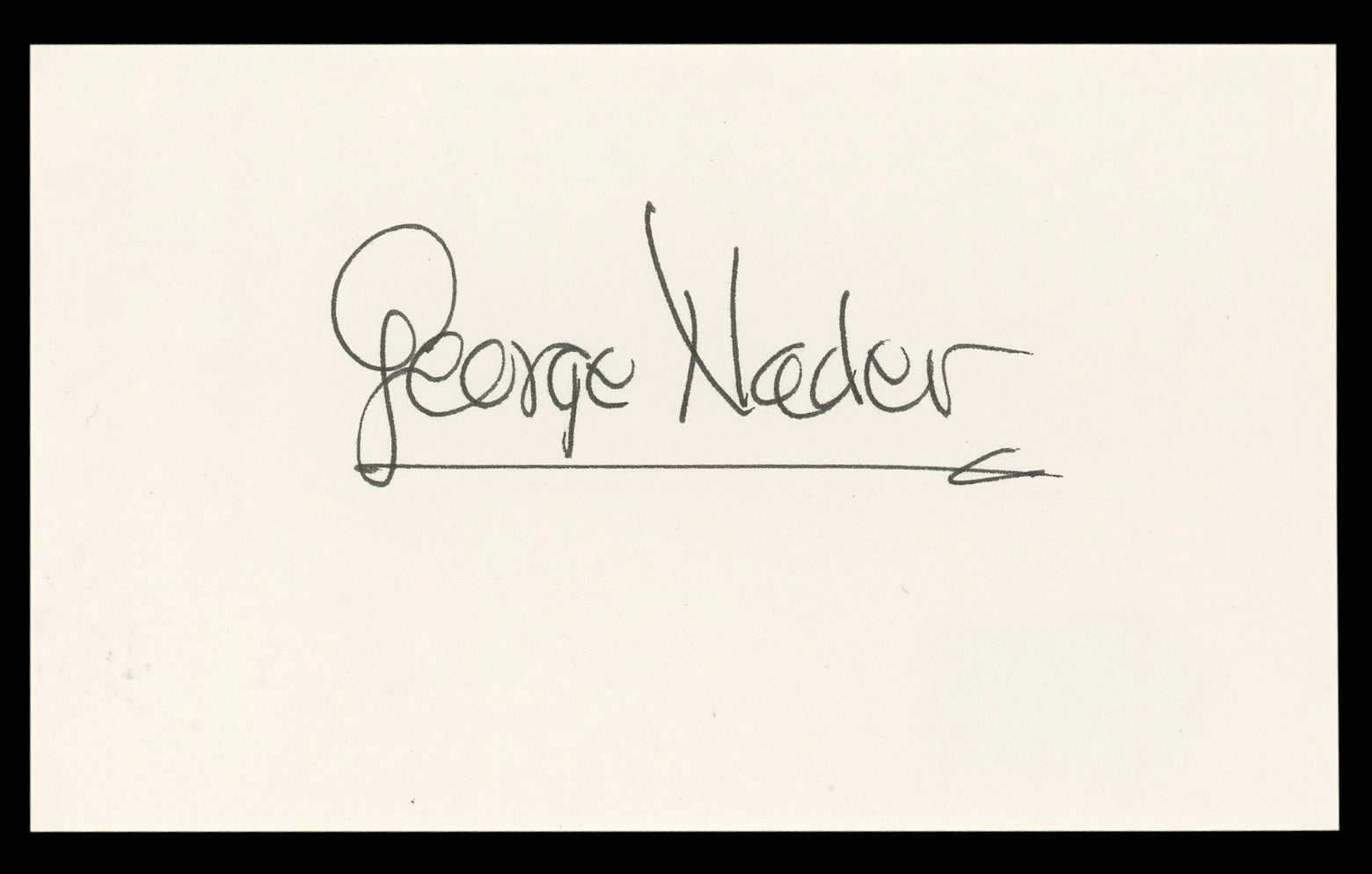 George Nader The Female Animal Authentic Signed 3x5 Index Card BAS #BL98822