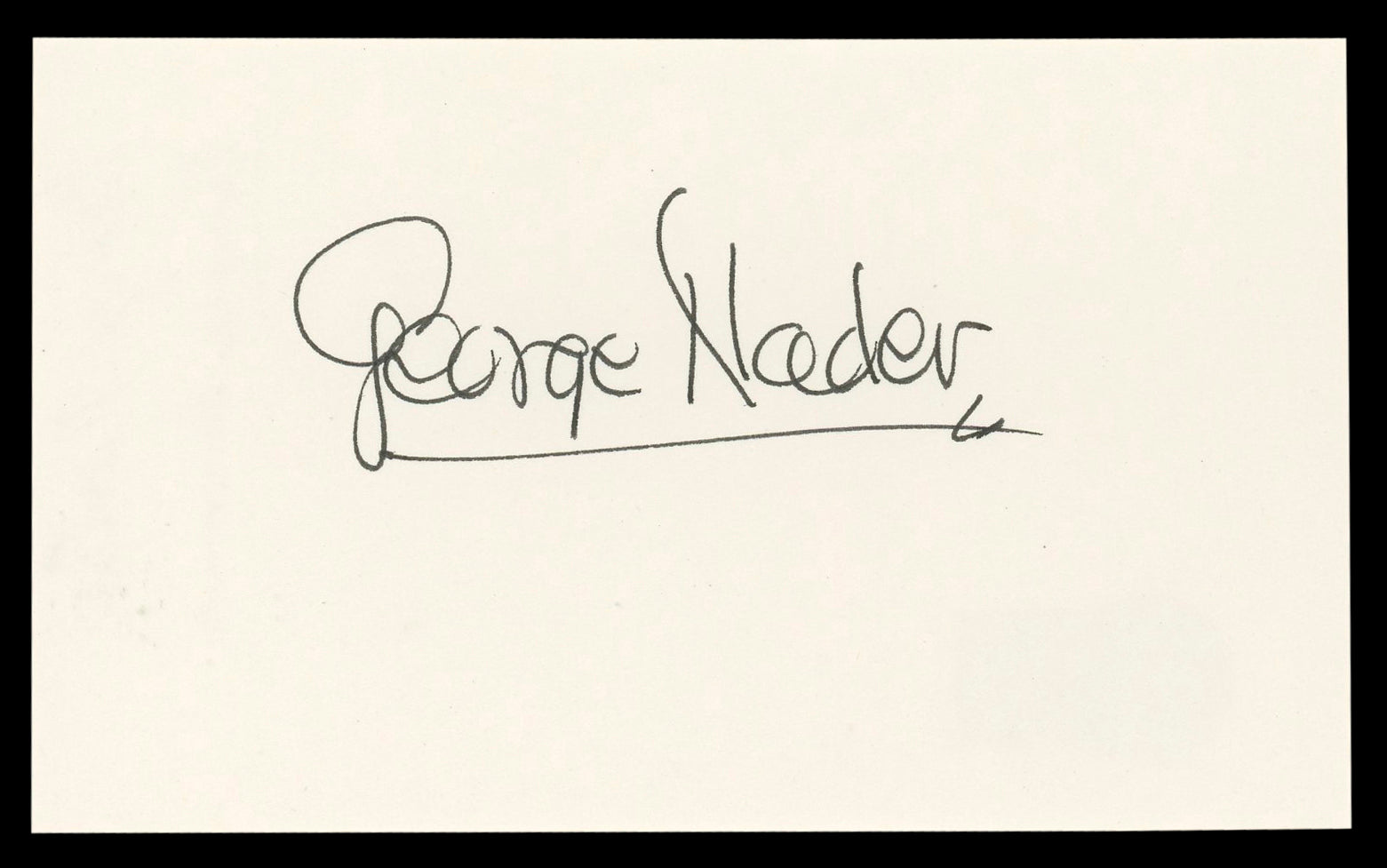 George Nader The Female Animal Authentic Signed 3x5 Index Card BAS #BL98820