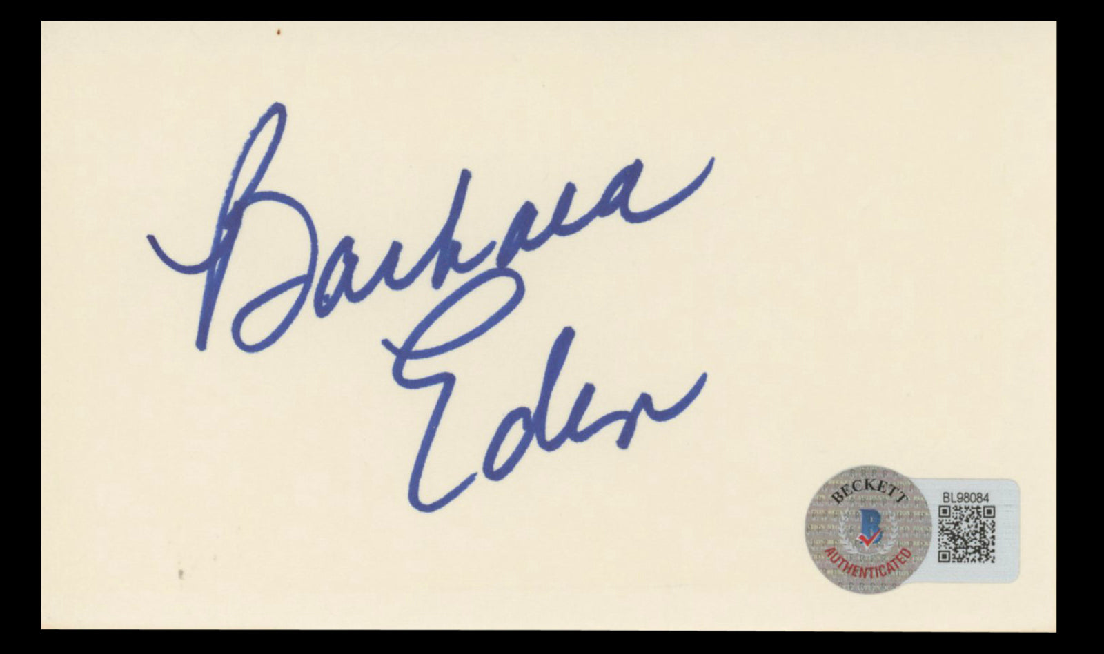 Barbara Eden I Dream of Jeannie Authentic Signed 3x5 Index Card BAS #BL98084