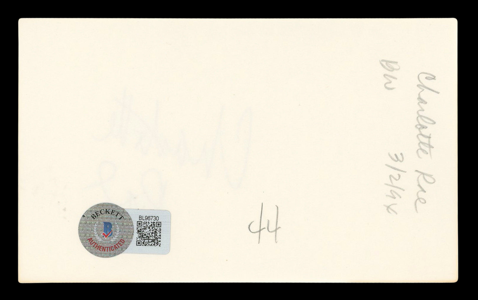 Charlotte Rae The Facts of Life Authentic Signed 3x5 Index Card BAS #BL96730