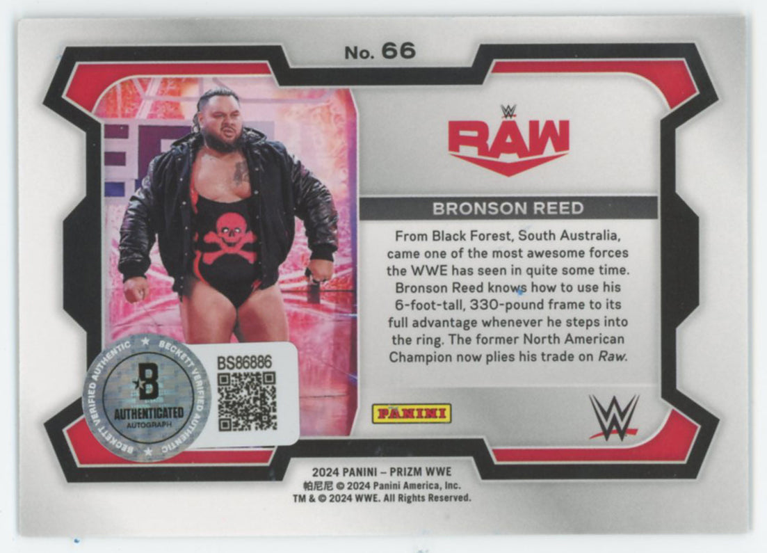 Bronson Reed WWE Authentic Signed 2024 Panini Prizm #66 Card BAS #BS86886