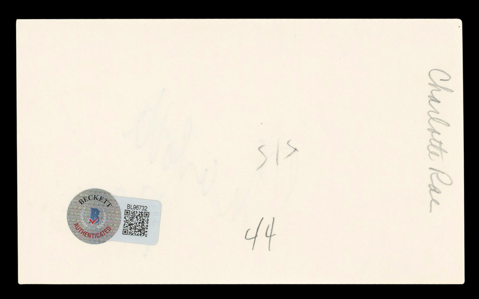 Charlotte Rae The Facts of Life Authentic Signed 3x5 Index Card BAS #BL96732