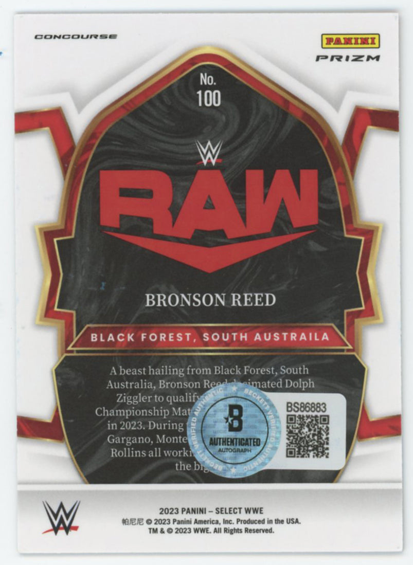 Bronson Reed WWE Authentic Signed 2023 Panini Select #100 Card BAS #BS86883