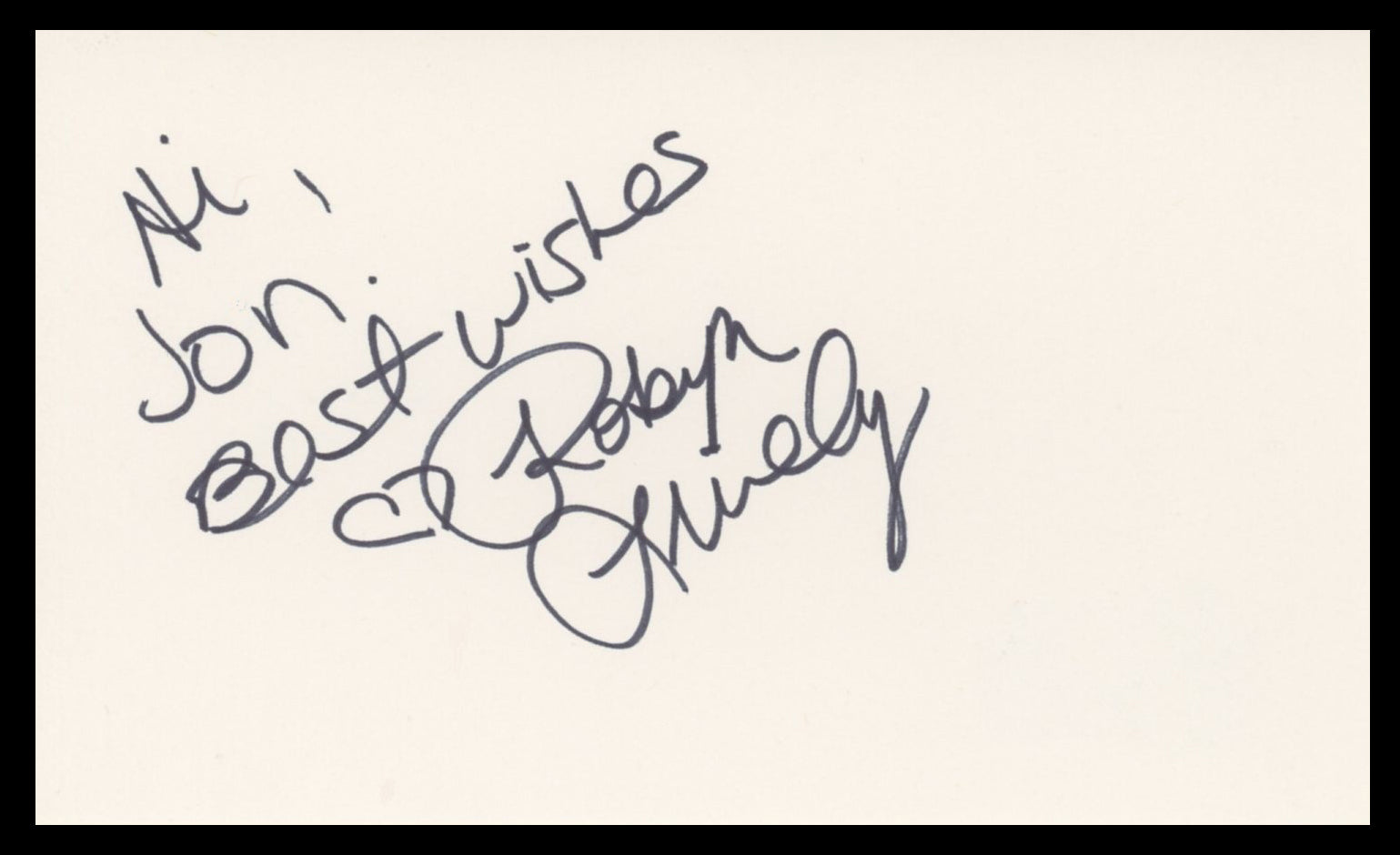 Robyn Lively Teen Witch Best Wishes Authentic Signed 3x5 Index Card BAS #BV59020
