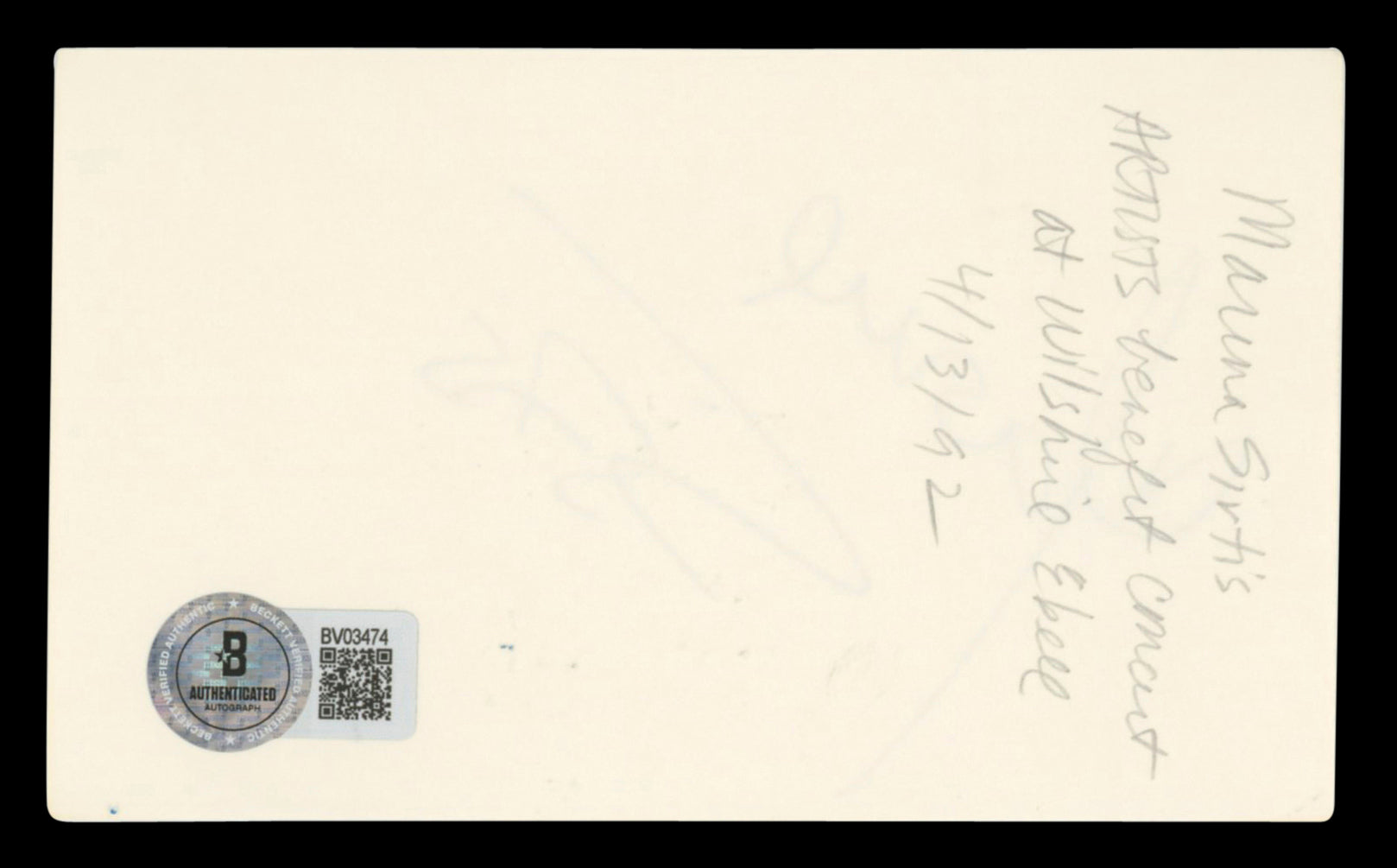 Marina Sirtis Star Trek: The Next Generation Signed 3x5 Index Card BAS #BV03474