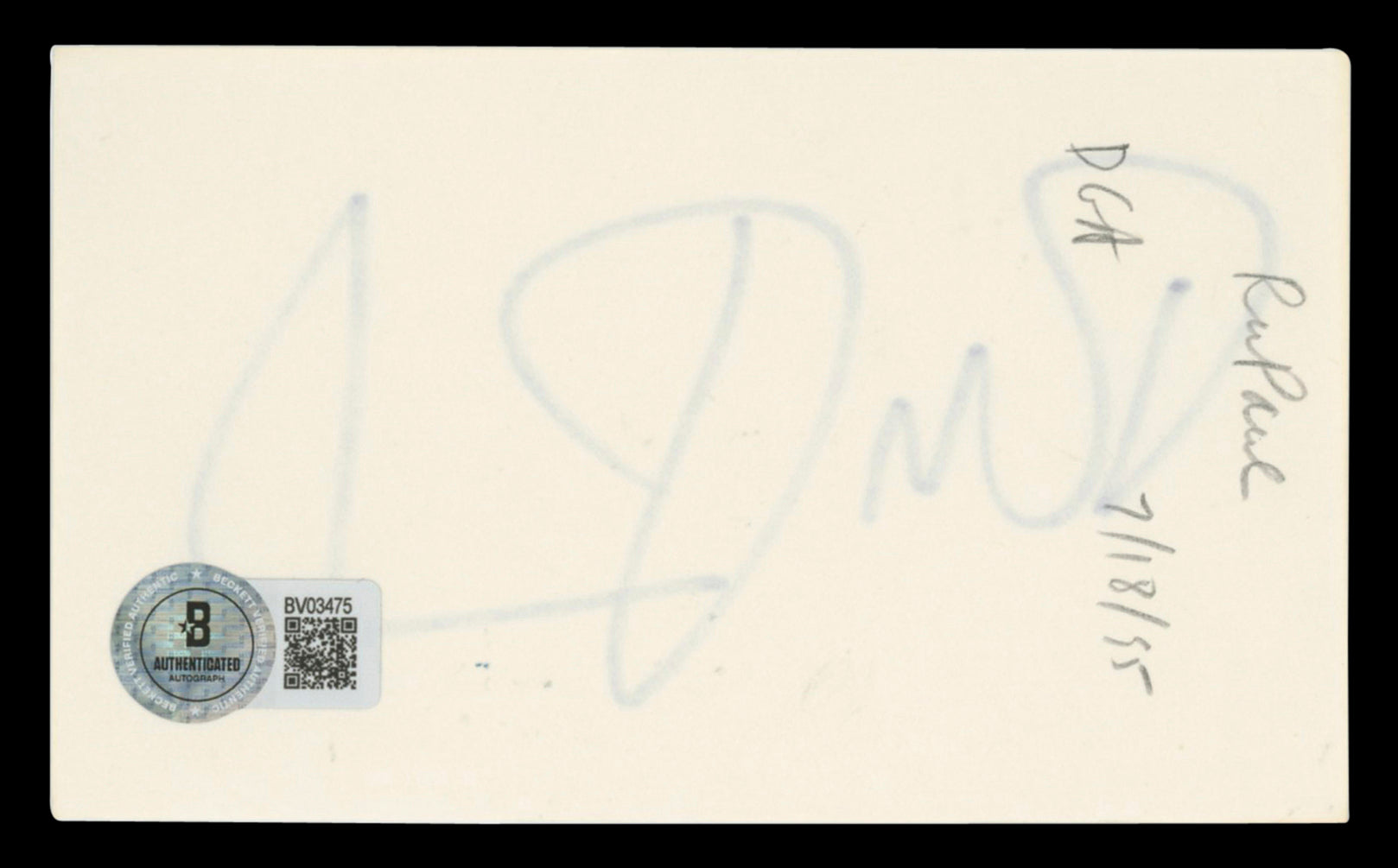 RuPaul RuPaul's Drag Race Authentic Signed 3x5 Index Card BAS #BV03475