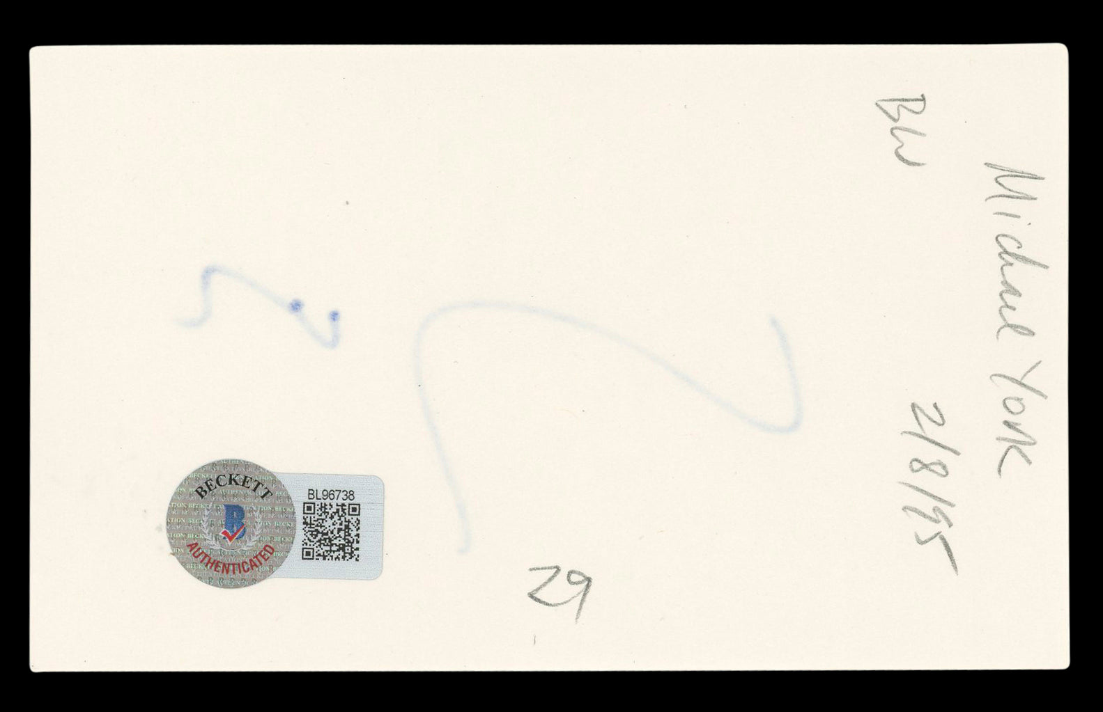 Michael York Romeo + Juliet Authentic Signed 3x5 Index Card BAS #BL96738