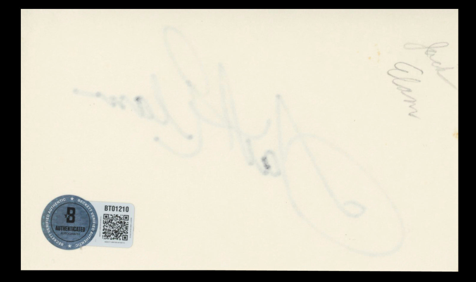 Jack Elam The Lone Ranger Authentic Signed 3x5 Index Card BAS #BT01210