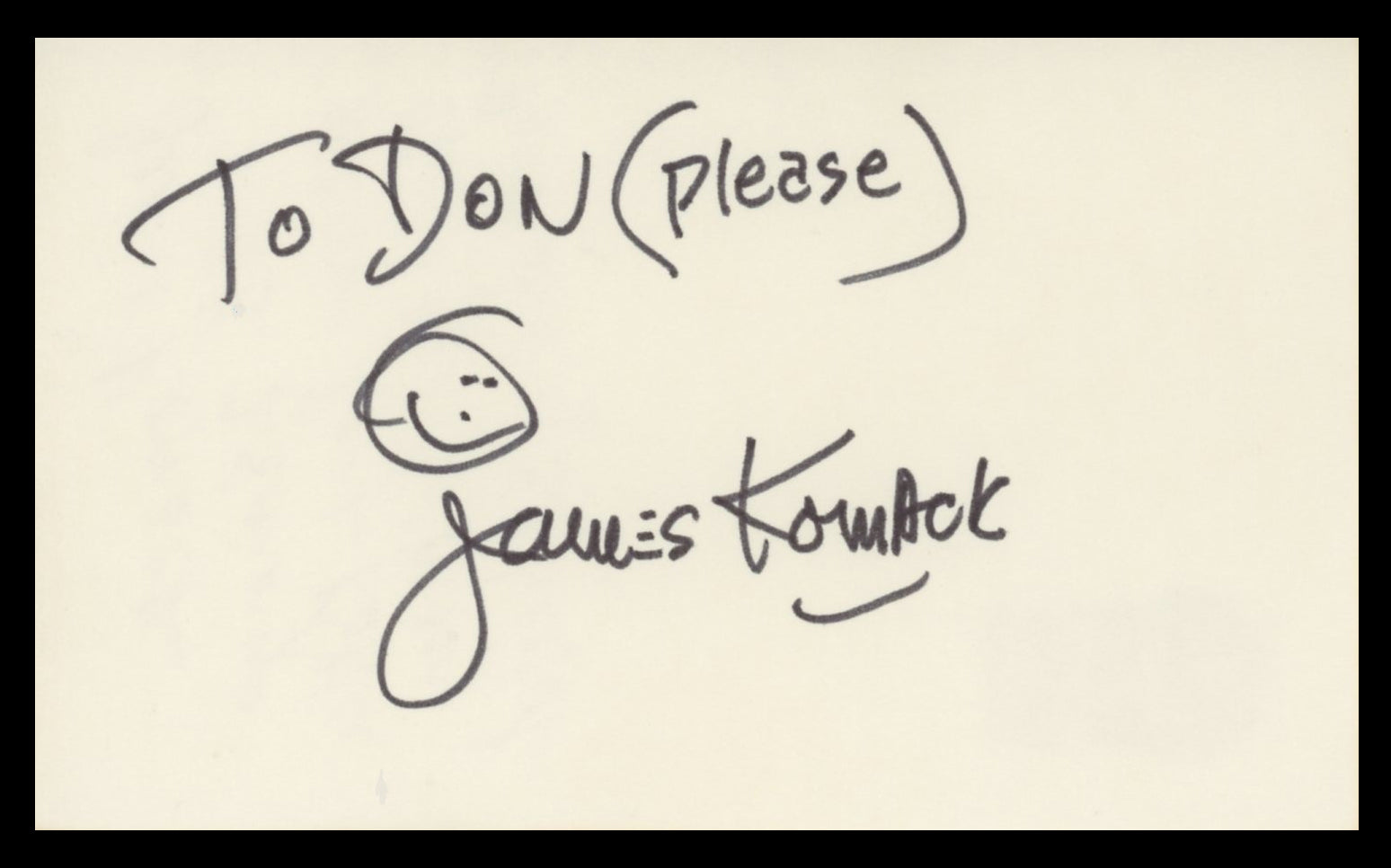 James Komack Welcome Back, Kotter Authentic Signed 3x5 Index Card BAS #BV59016