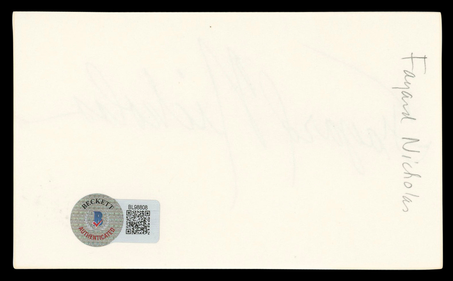 Fayard Nicholas The Pirate Authentic Signed 3x5 Index Card BAS #BL98808