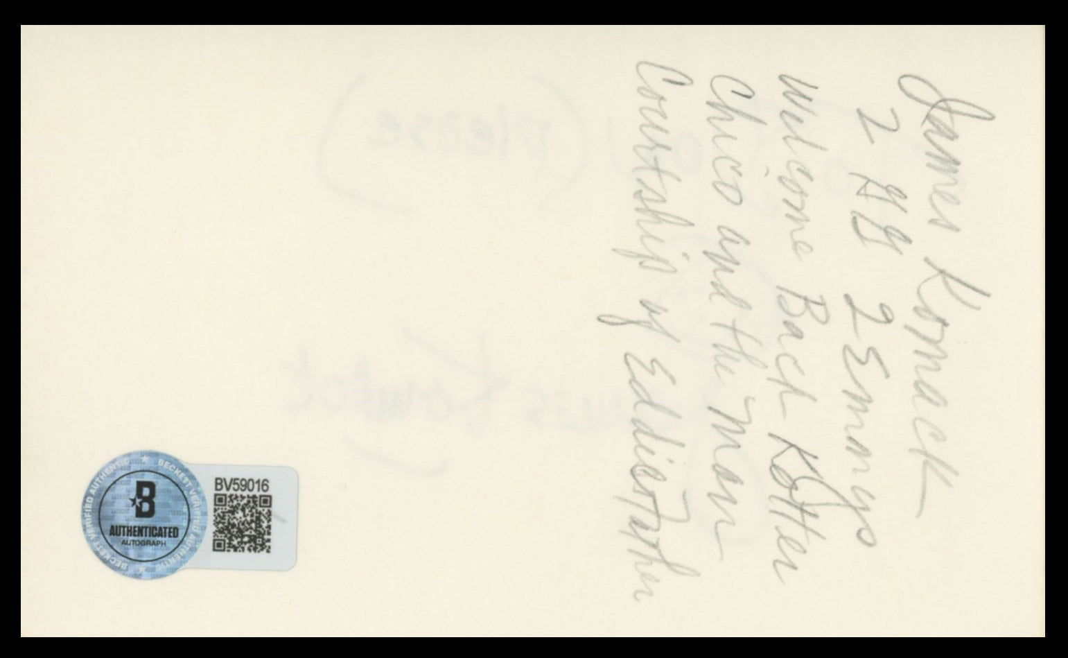 James Komack Welcome Back, Kotter Authentic Signed 3x5 Index Card BAS #BV59016