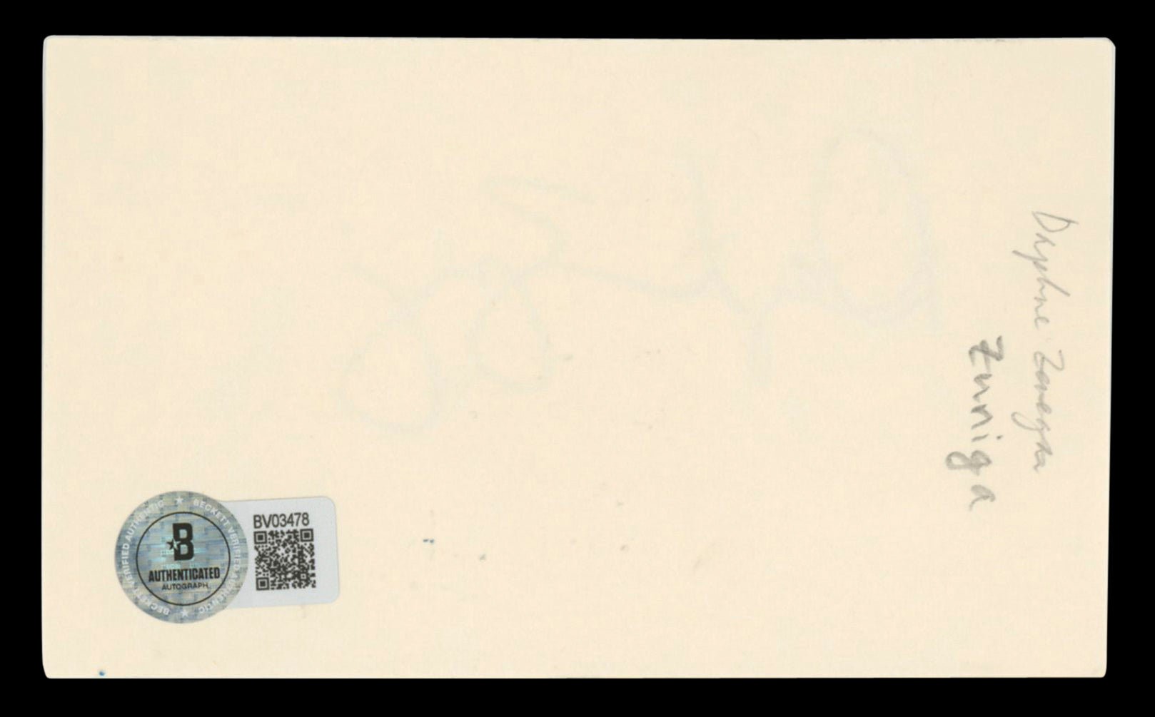 Daphne Zuniga Melrose Place Authentic Signed 3x5 Index Card BAS #BV03478