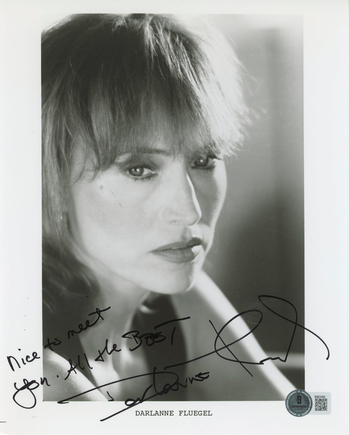 Darlanne Fluegel Running Scared "Nice to meet you" Signed Photo BAS #BM03468