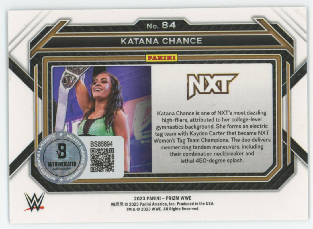 Katana Chance WWE Authentic Signed 2023 Panini Prizm #84 Card BAS #BS86894