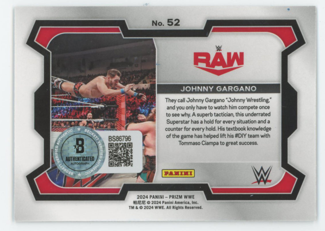 Johnny Gargano WWE Authentic Signed 2024 Panini Prizm #52 Card BAS #BS86796