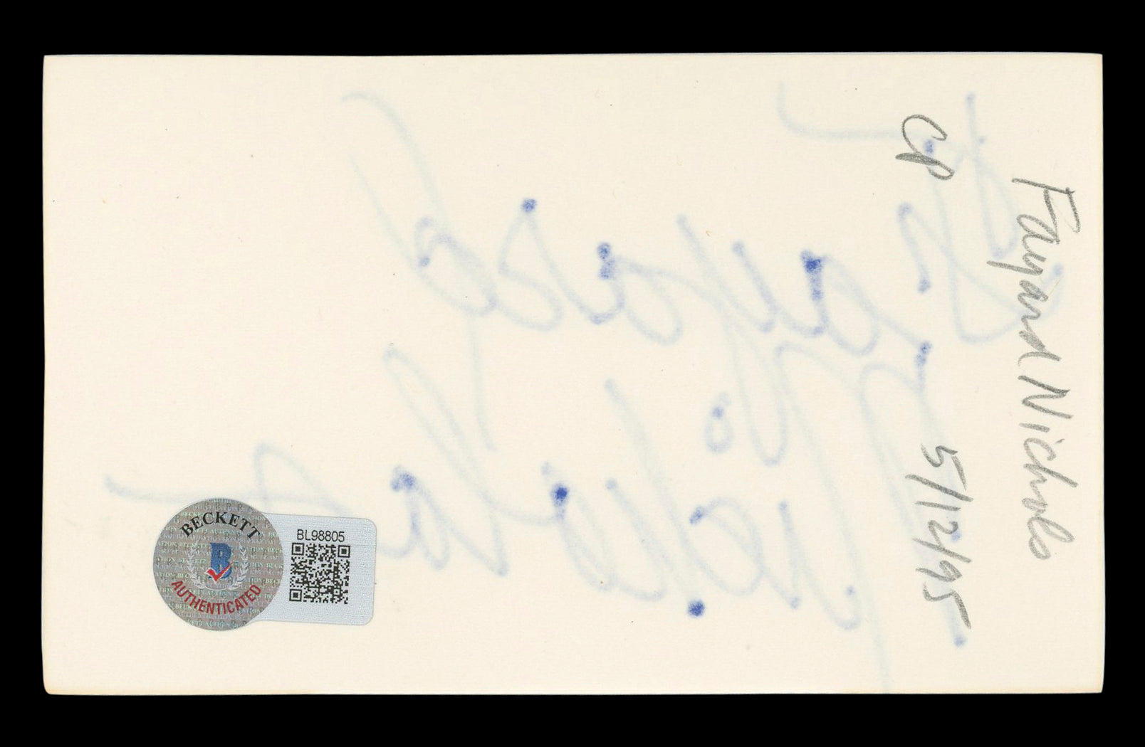 Fayard Nicholas The Pirate Authentic Signed 3x5 Index Card BAS #BL98805