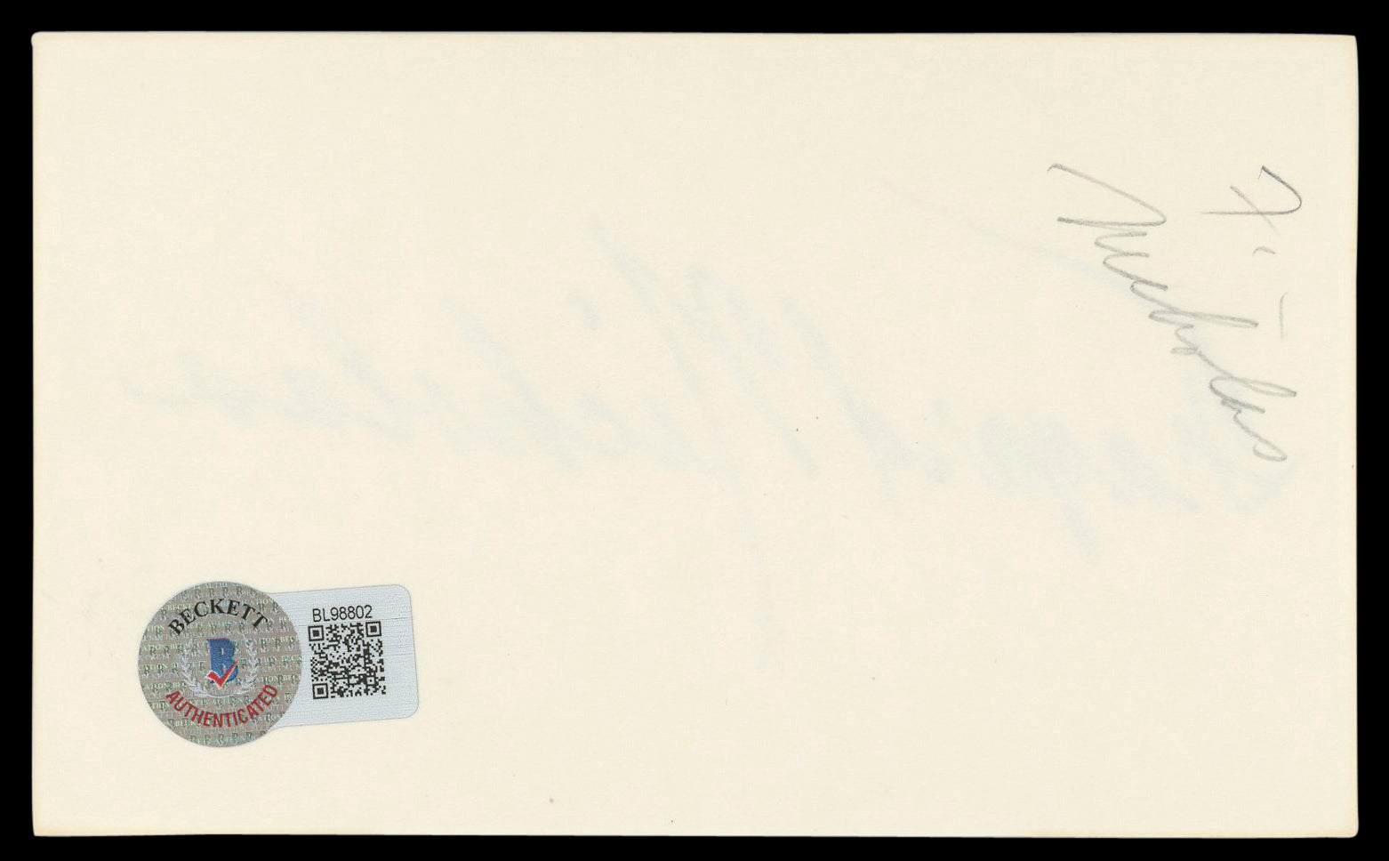 Fayard Nicholas The Pirate Authentic Signed 3x5 Index Card BAS #BL98802