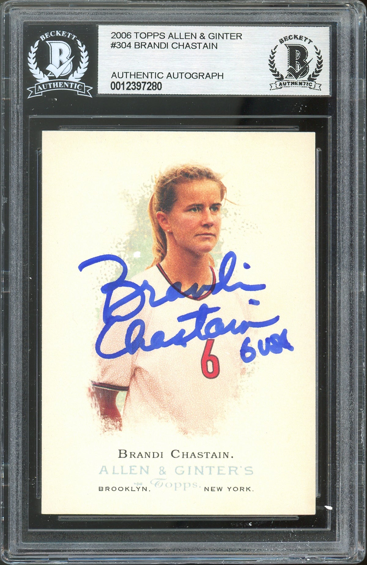 Brandi Chastain Signed 2006 Topps Allen & Ginter #304 Card BAS Slabbed #12397280